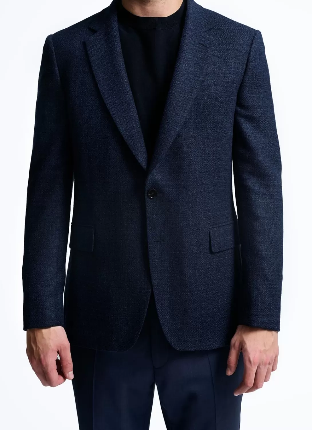 Fursac Basket Weaved Carded Wool Jacket Flecked Blue Discount