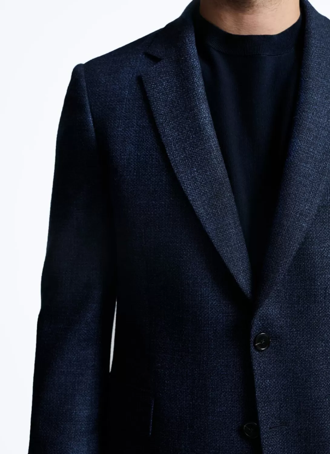 Fursac Basket Weaved Carded Wool Jacket Flecked Blue Discount
