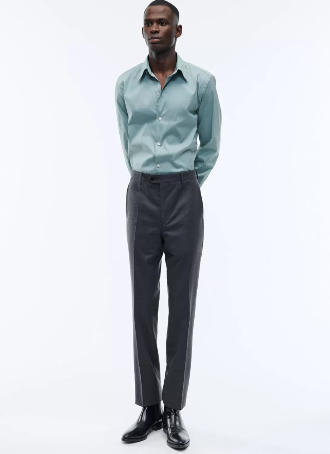 Fursac Blended Cotton Poplin Shirt Sage Green Clearance