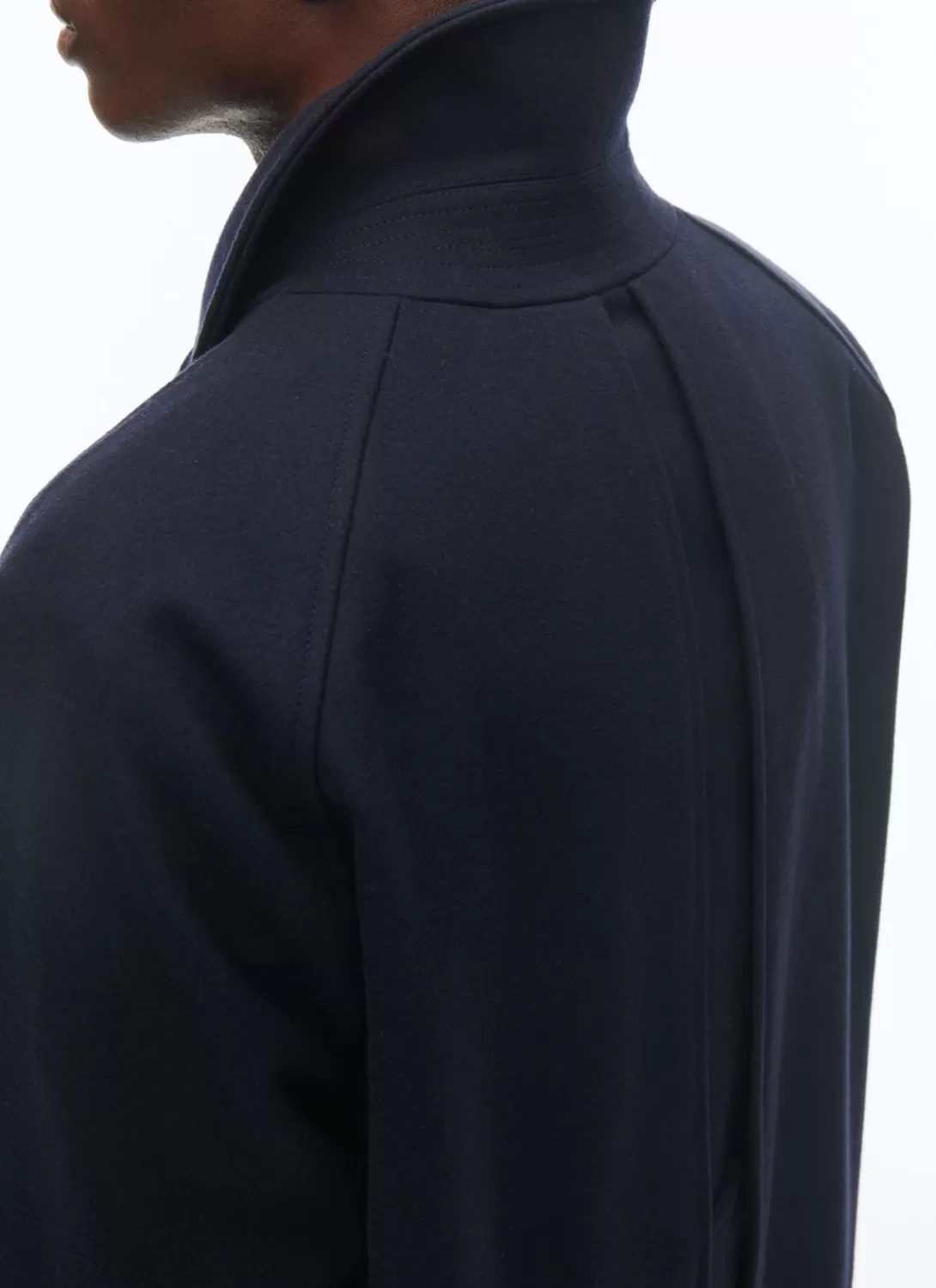 Fursac Blended Wool Coat With A Pleat Navy Blue - Tartan Lining Store