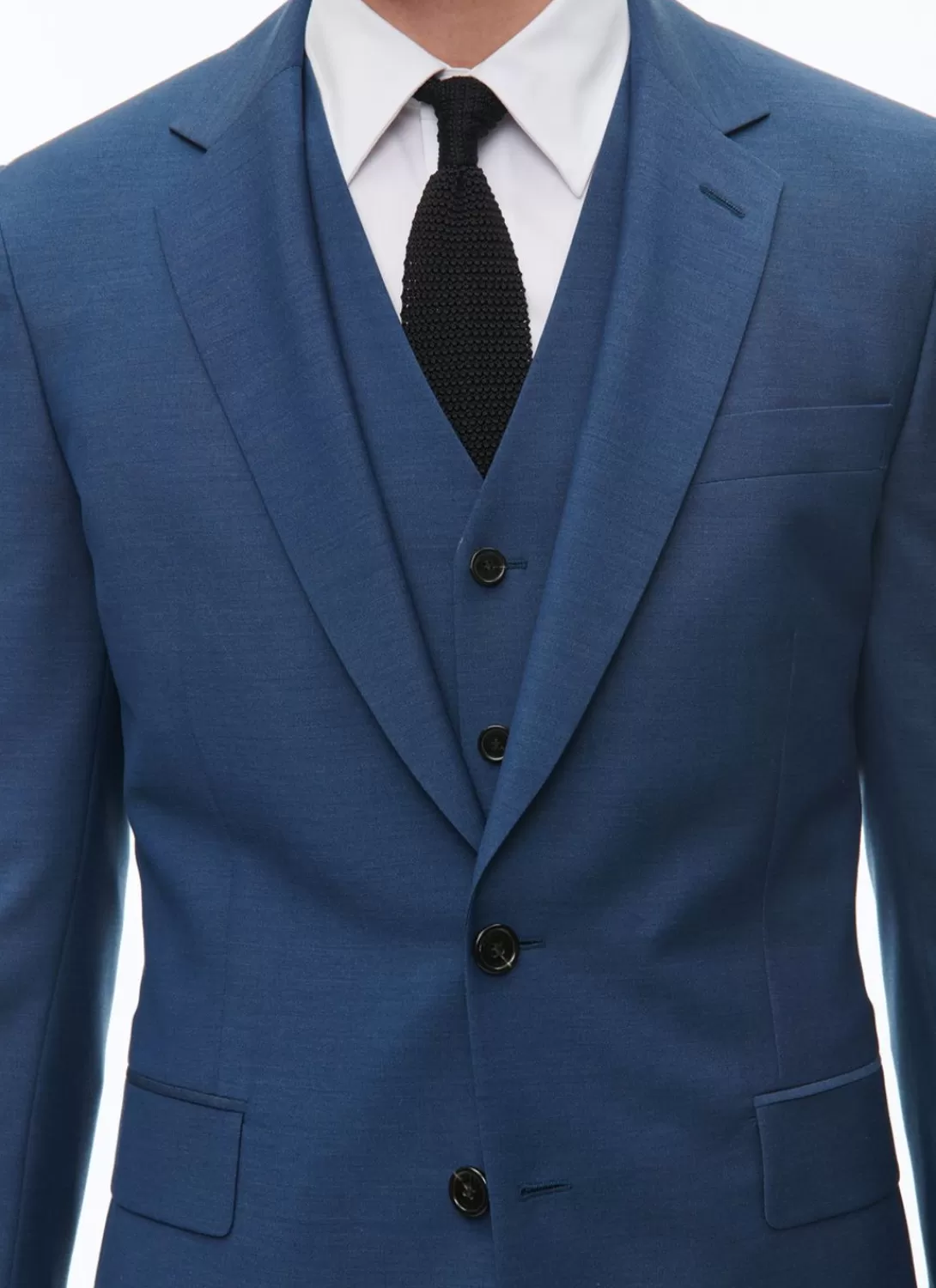 Fursac Blue Wool Serge 3-Piece Suit Sapphire Blue Discount