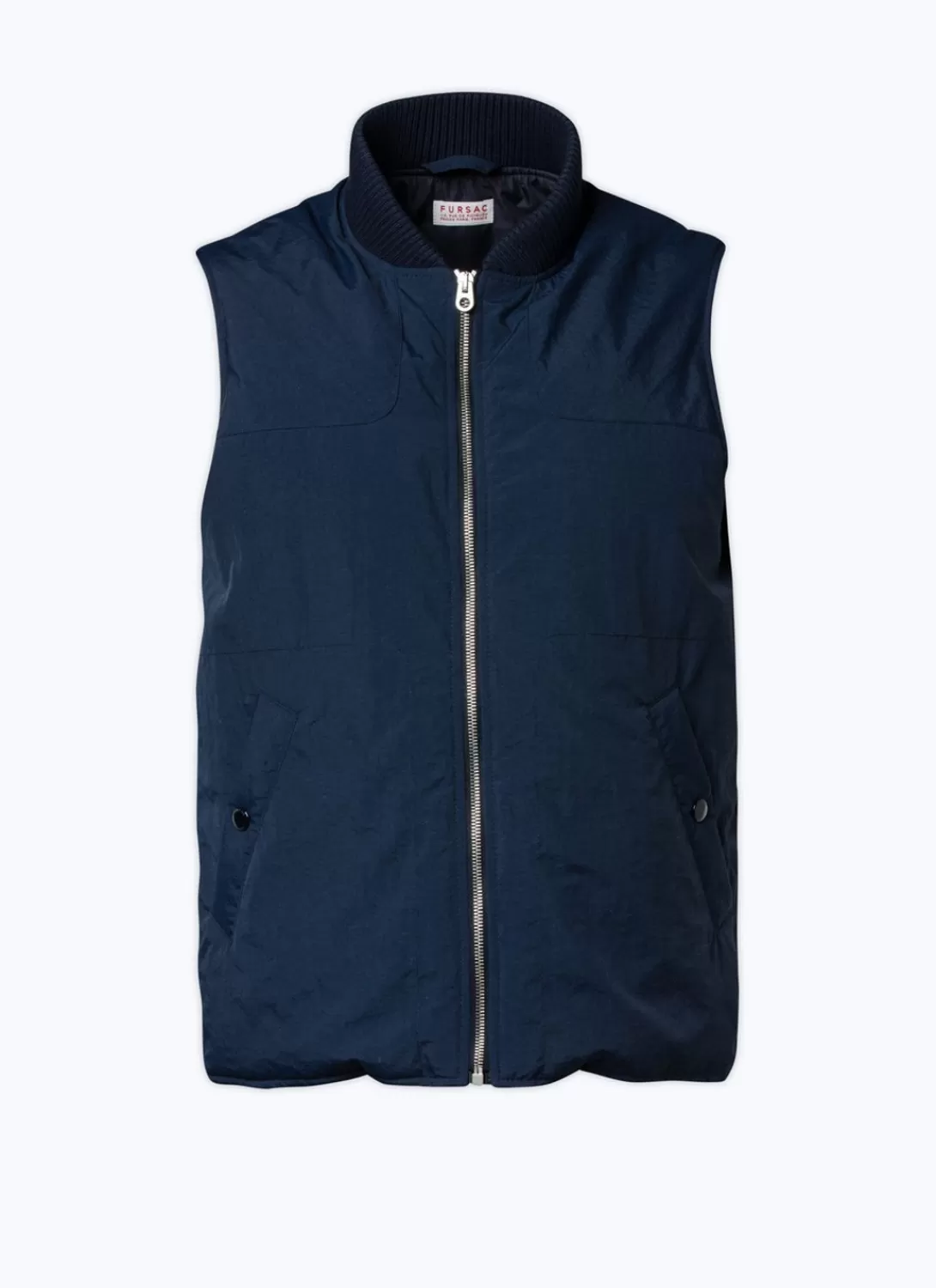 Fursac Canvas Sleeveless Down Jacket Navy Blue Outlet