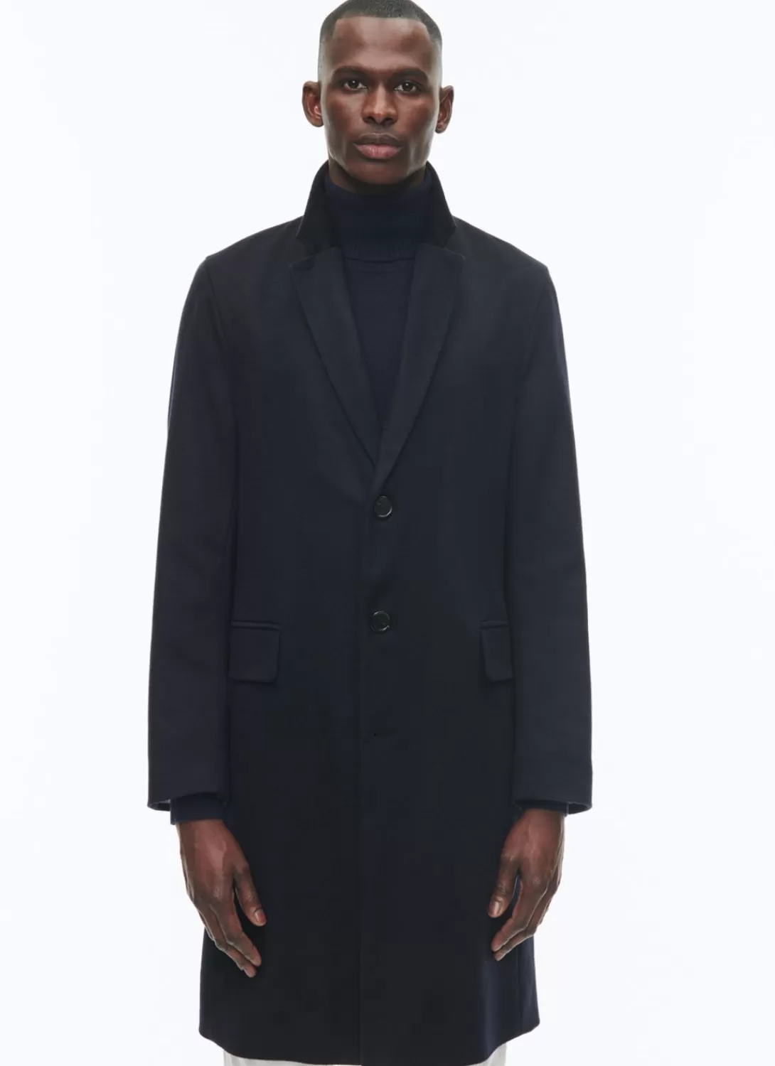 Fursac Cashmere Tailored Coat Navy Blue Best