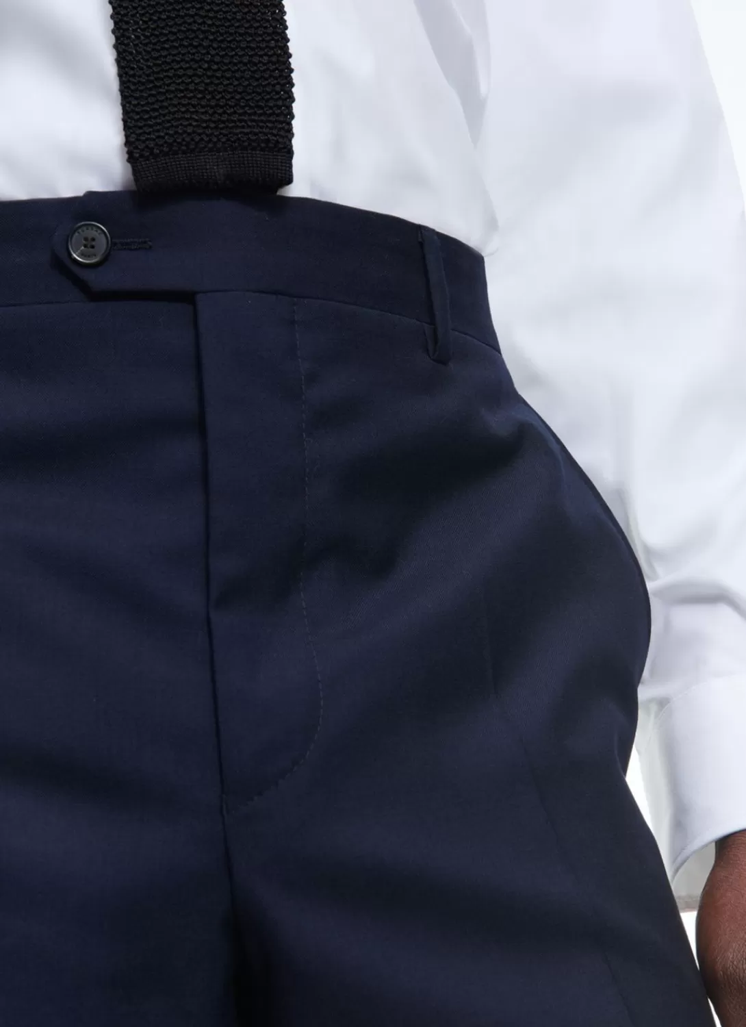Fursac Certified Fresco Wool Trousers Navy Blue Hot