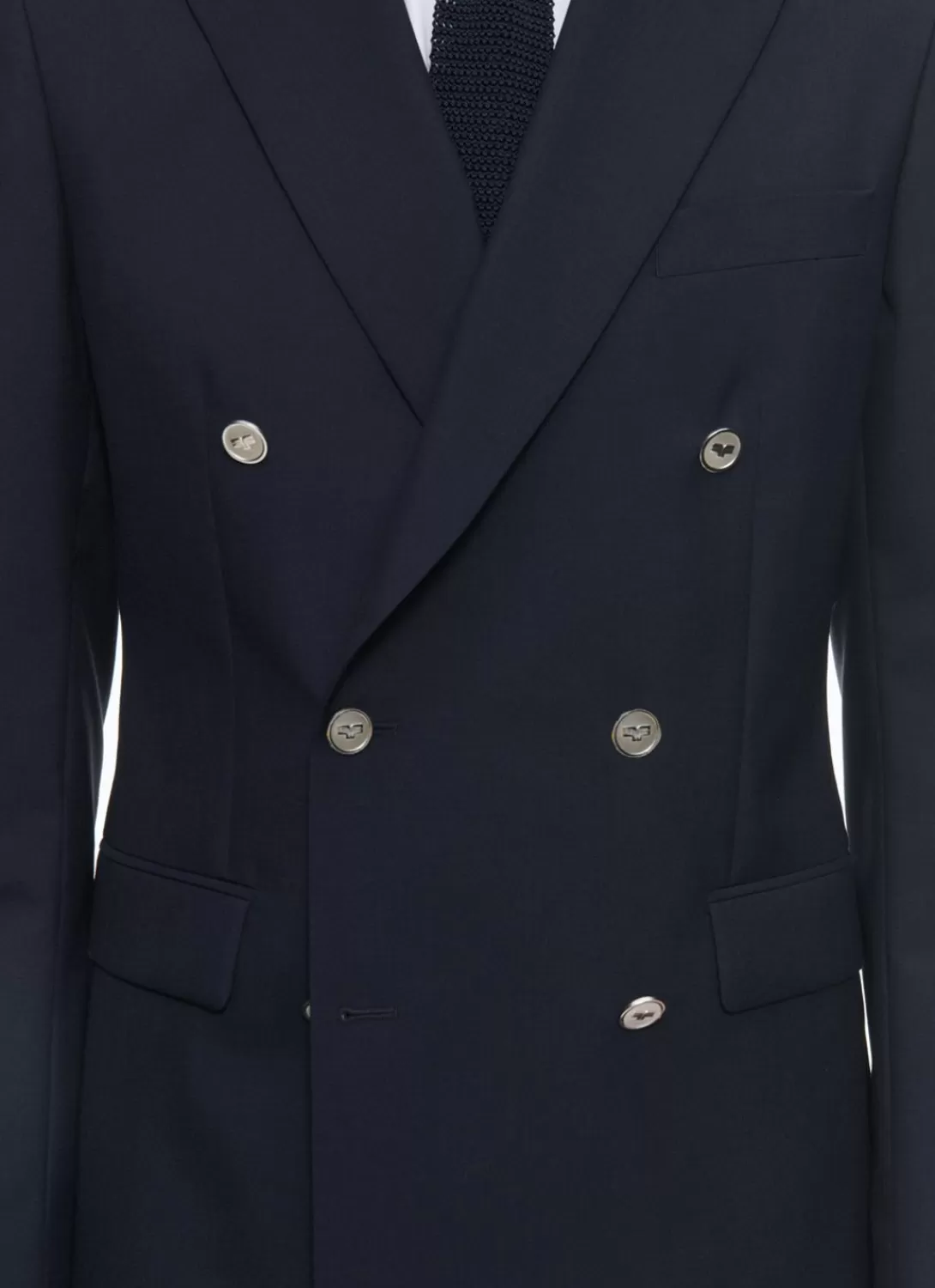 Fursac Certified Wool Double-Breasted Blazer Navy Blue Cheap