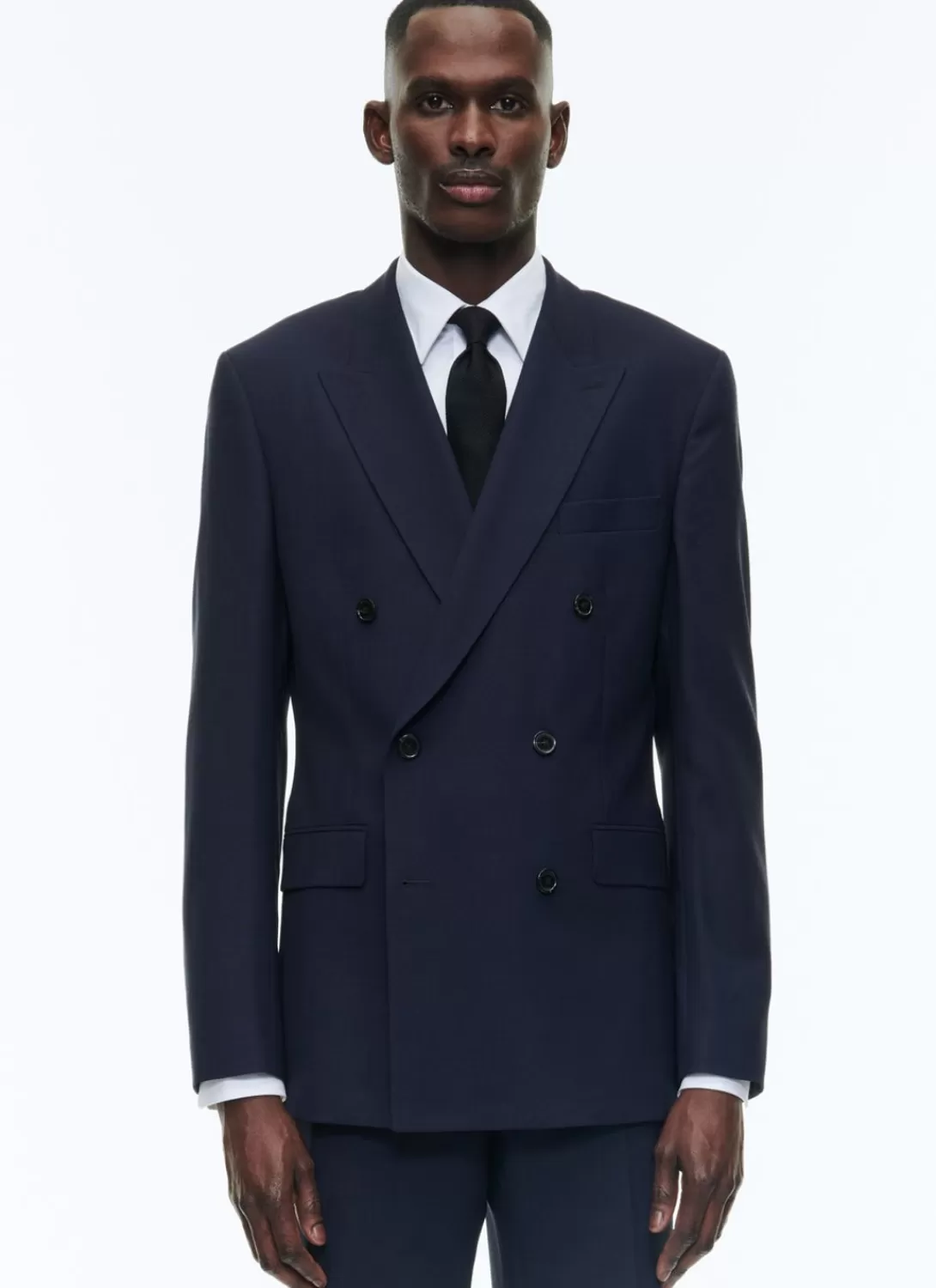 Fursac Certified Wool Double-Breasted Jacket Navy Blue Best Sale