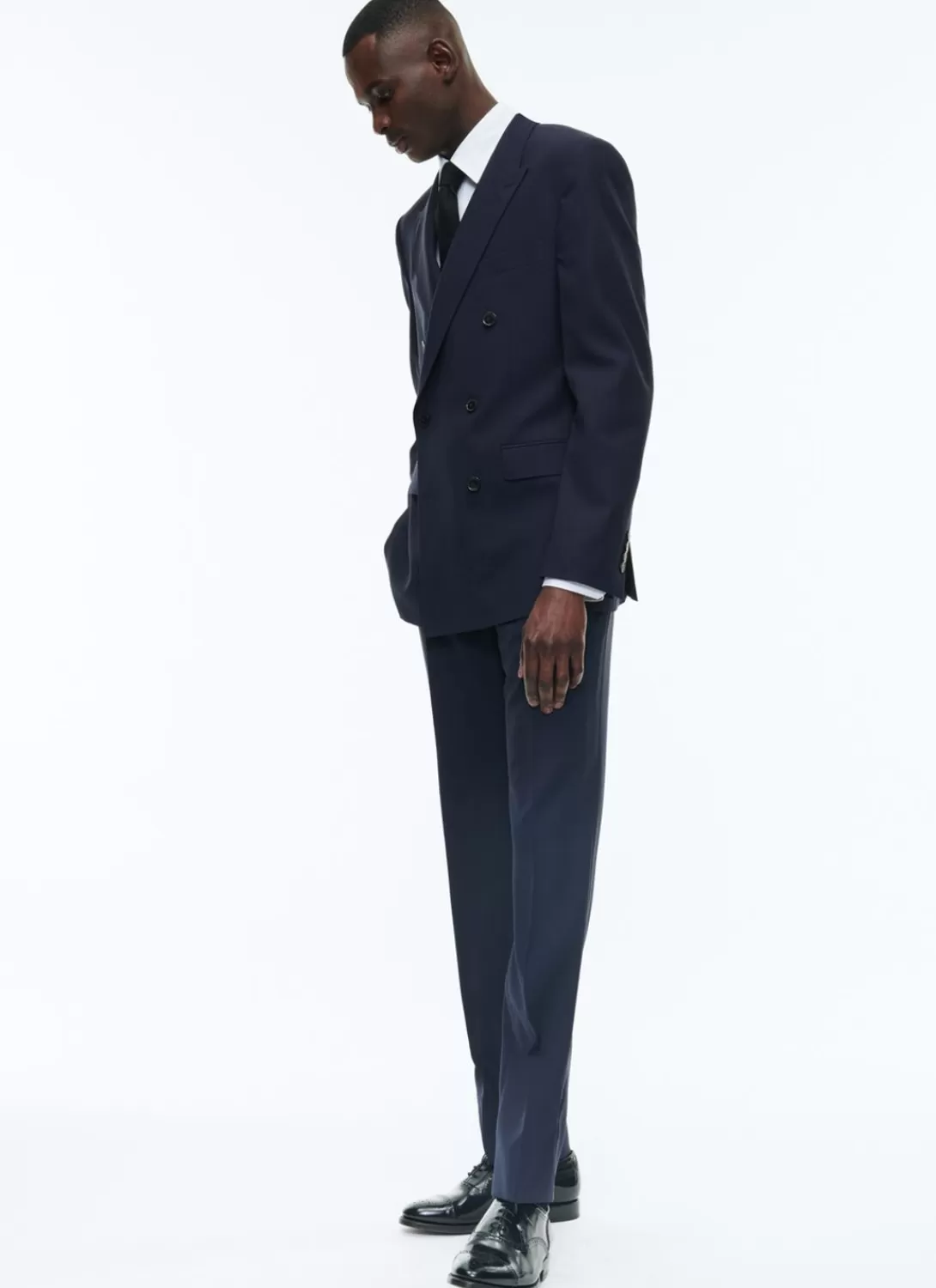 Fursac Certified Wool Double-Breasted Suit Navy Blue Store