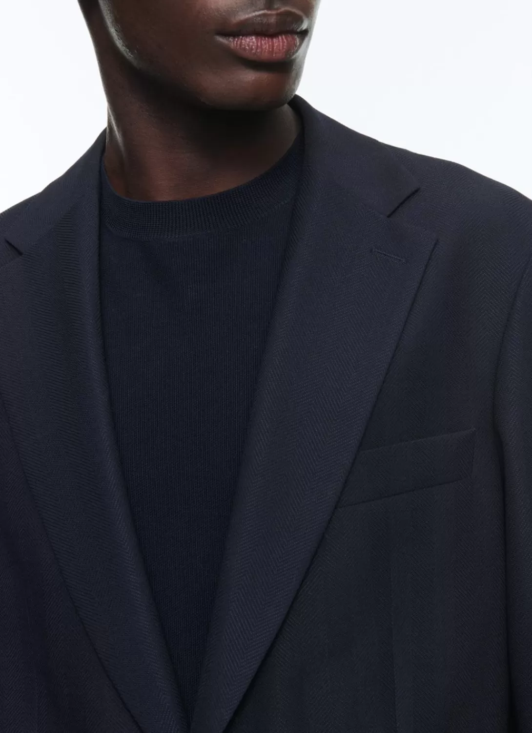 Fursac Certified Wool Houndstooth Jacket Navy Blue Clearance