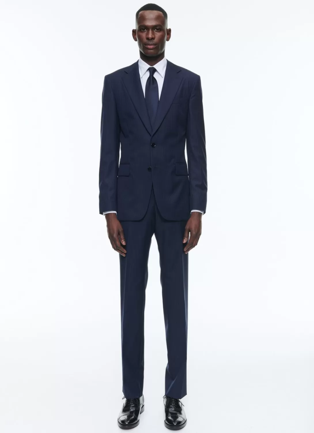 Fursac Certified Wool Suit With Stripes Navy Blue - Tone On Tone Stripes Discount