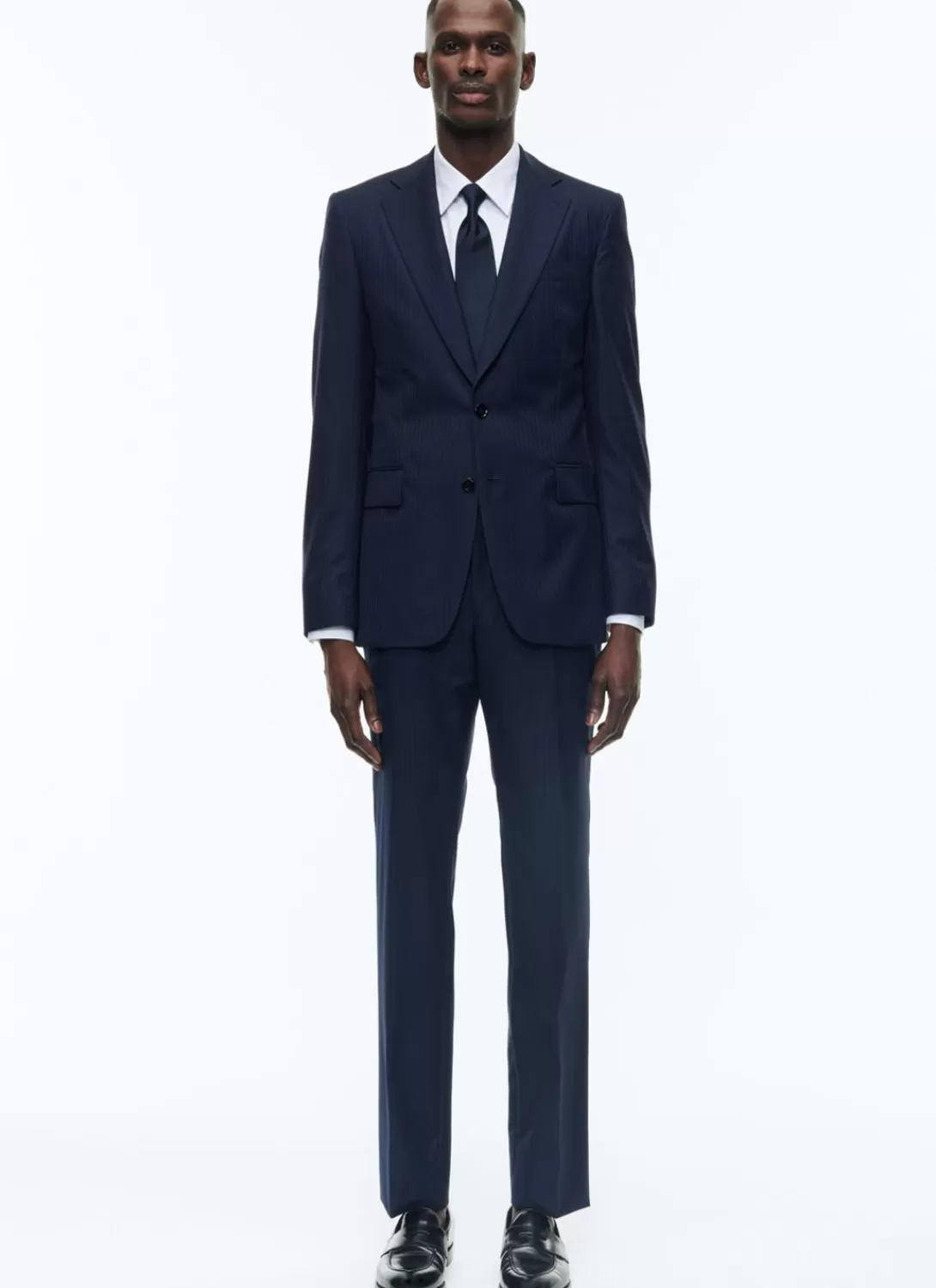 Fursac Certified Wool Suit With Stripes Navy Blue - Tone On Tone Stripes New