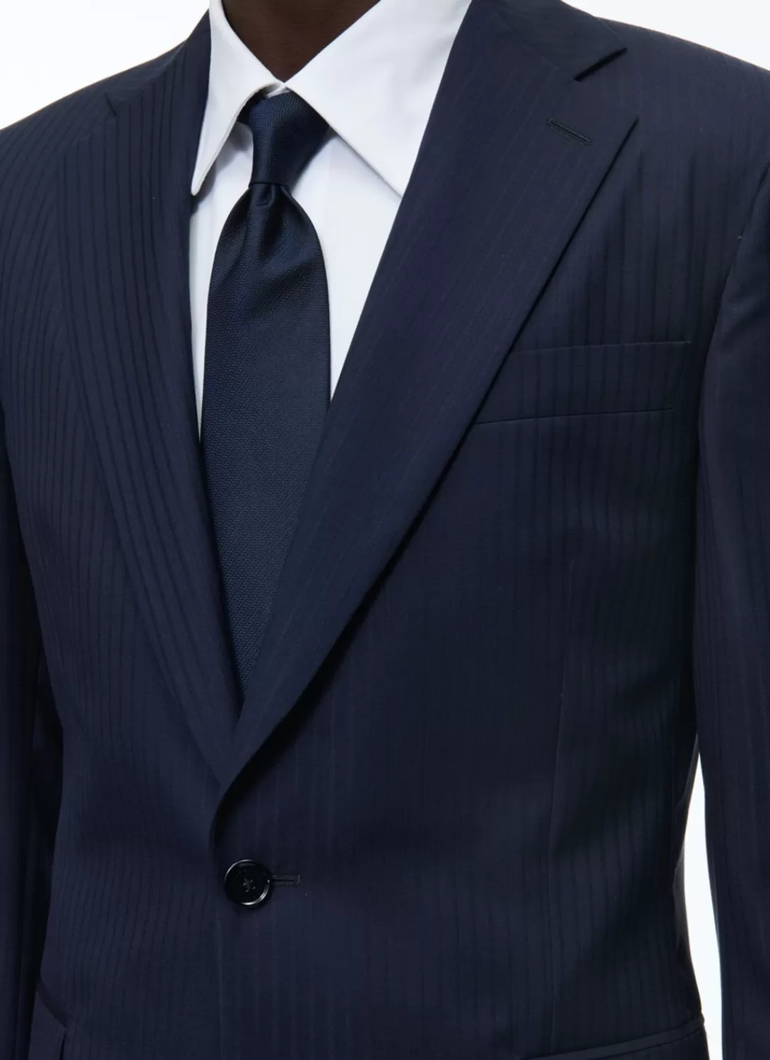 Fursac Certified Wool Suit With Stripes Navy Blue - Tone On Tone Stripes New
