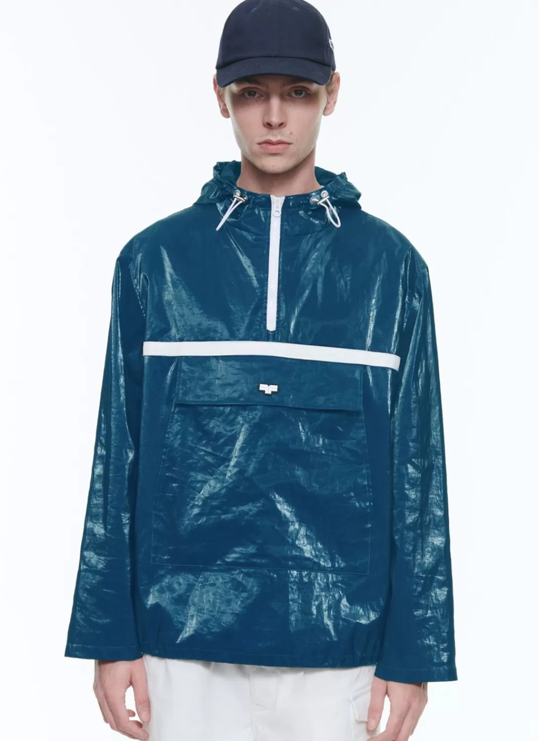 Fursac Coated Linen Canvas Peacoat Navy Blue Cheap
