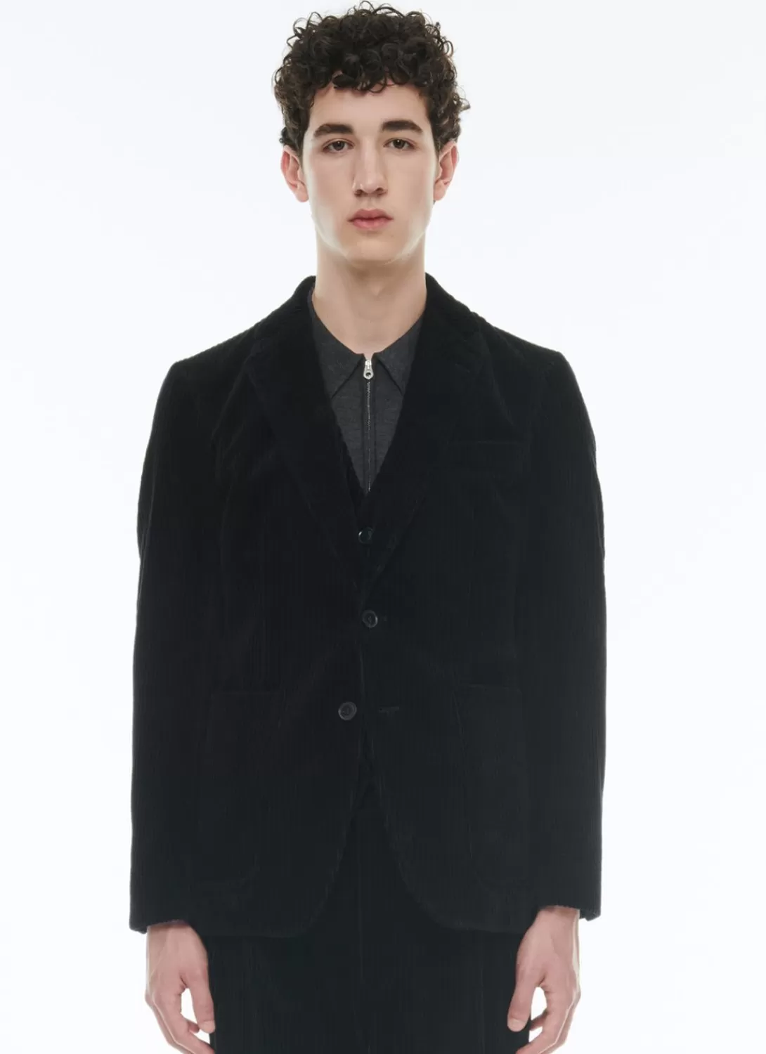Fursac Corduroy Straight Jacket Black Outlet