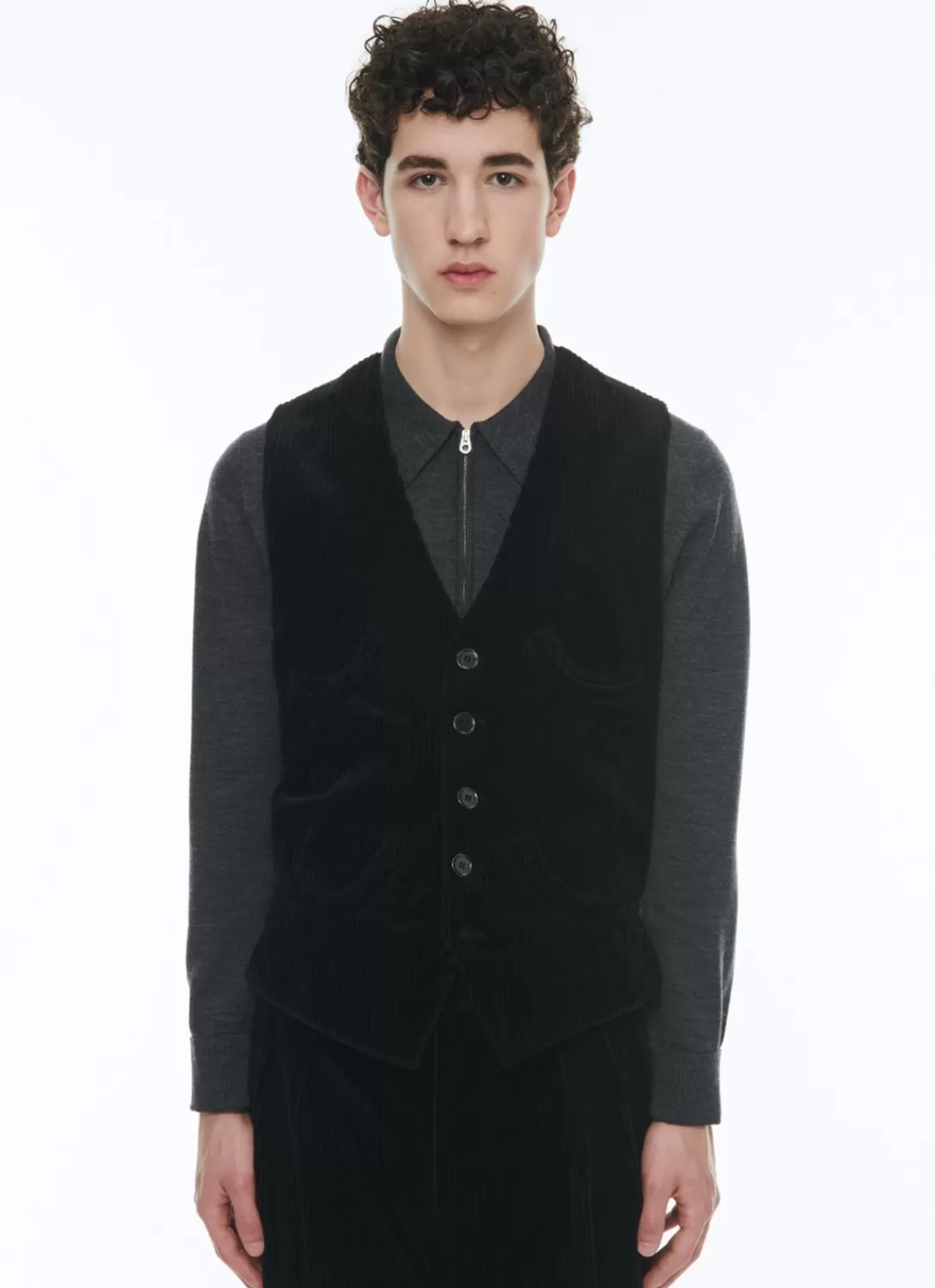 Fursac Corduroy Suit Waistcoat Black Best Sale