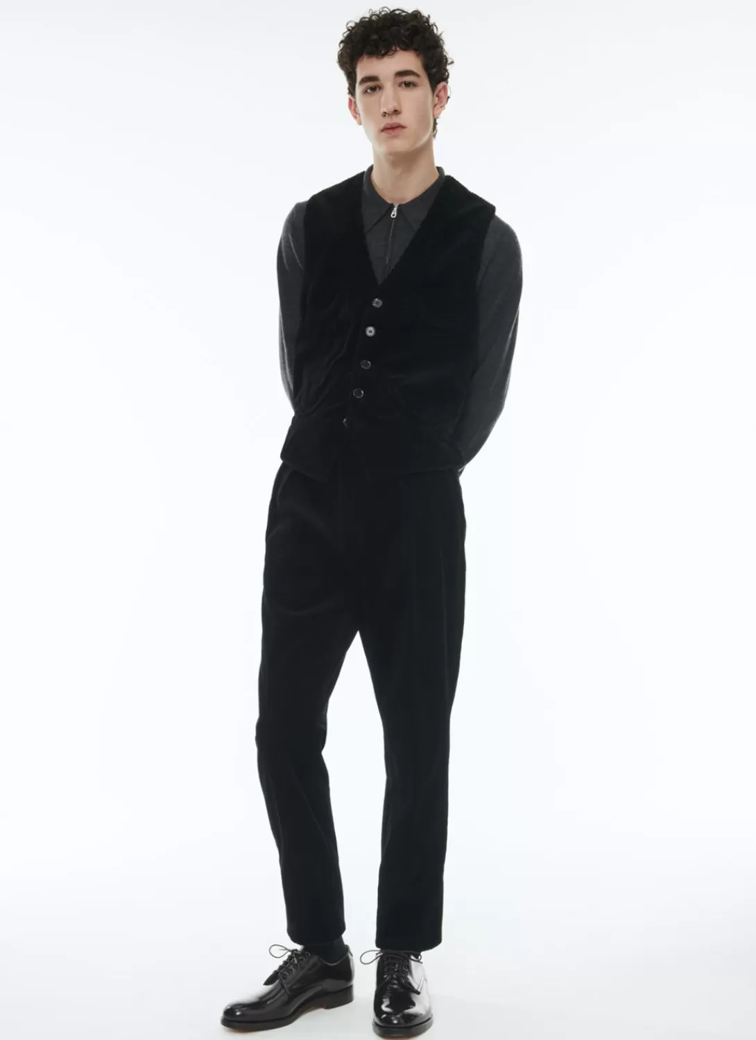 Fursac Corduroy Suit Waistcoat Black Best Sale