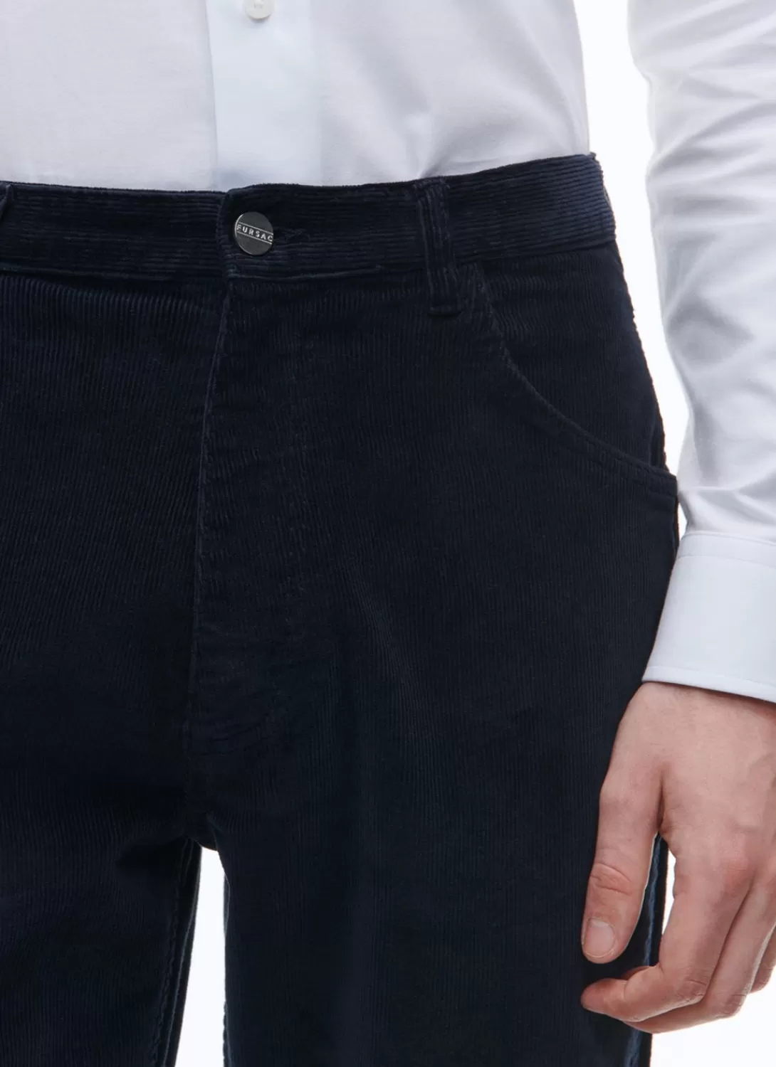 Fursac Corduroy Trousers Navy Blue Best Sale
