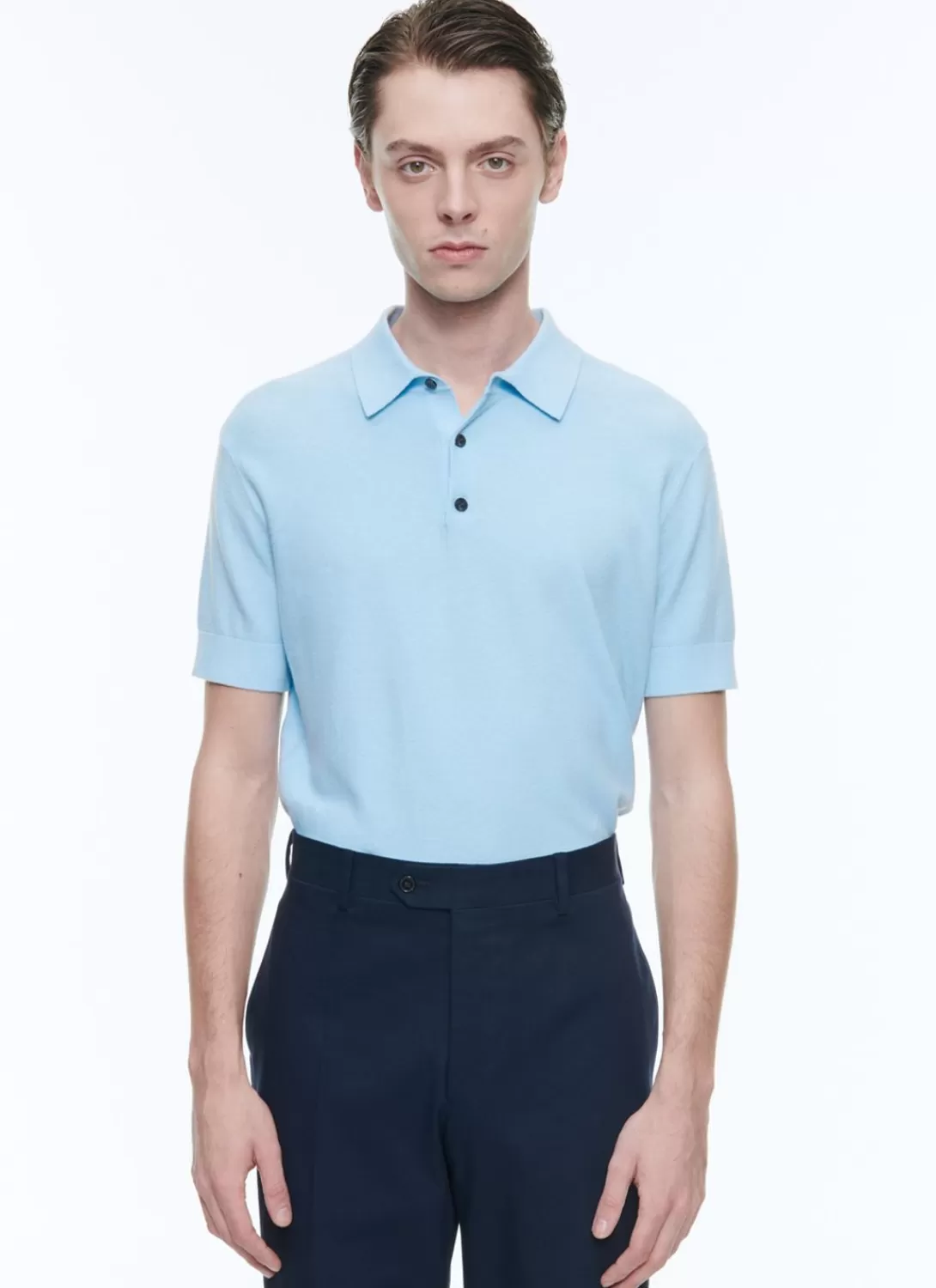 Fursac Cotton And Cashmere Polo Sky Blue Clearance