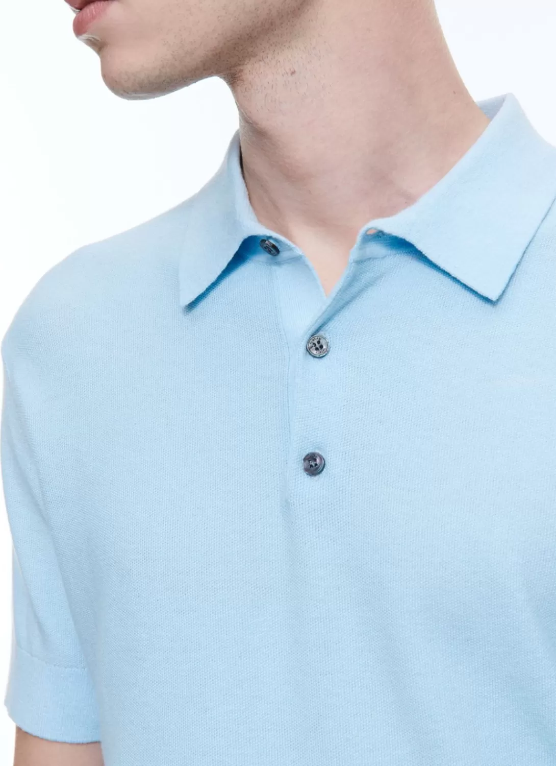 Fursac Cotton And Cashmere Polo Sky Blue Clearance
