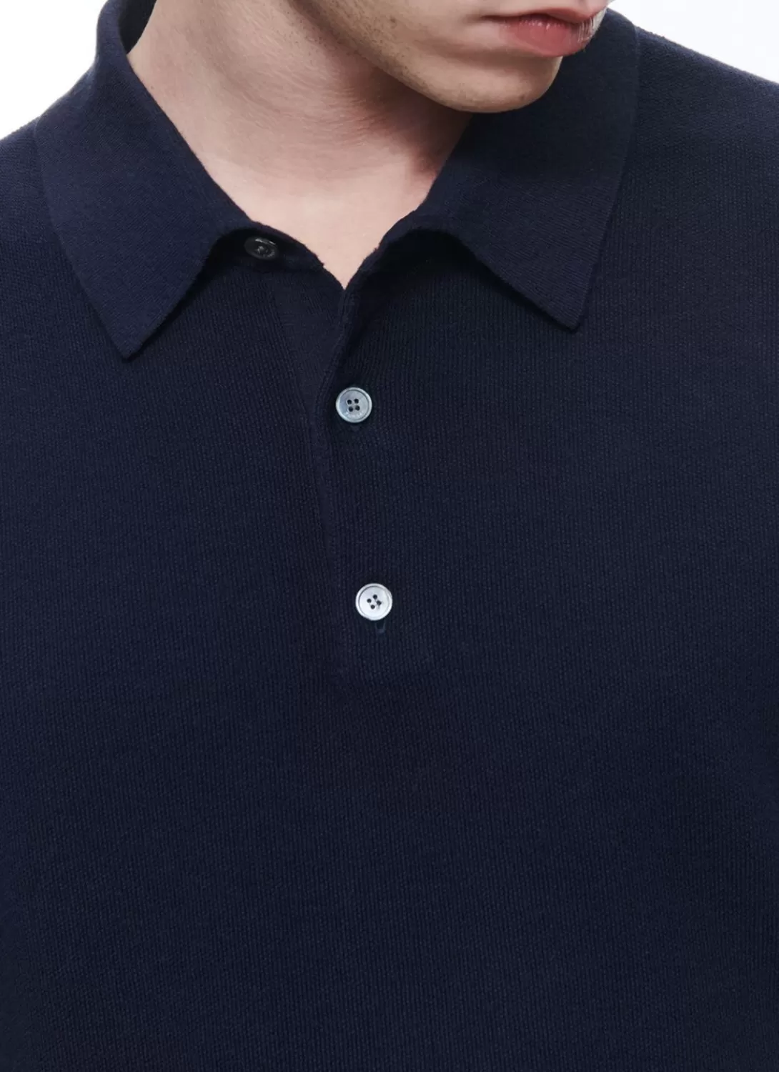Fursac Cotton And Cashmere Polo Sweater Navy Blue Sale