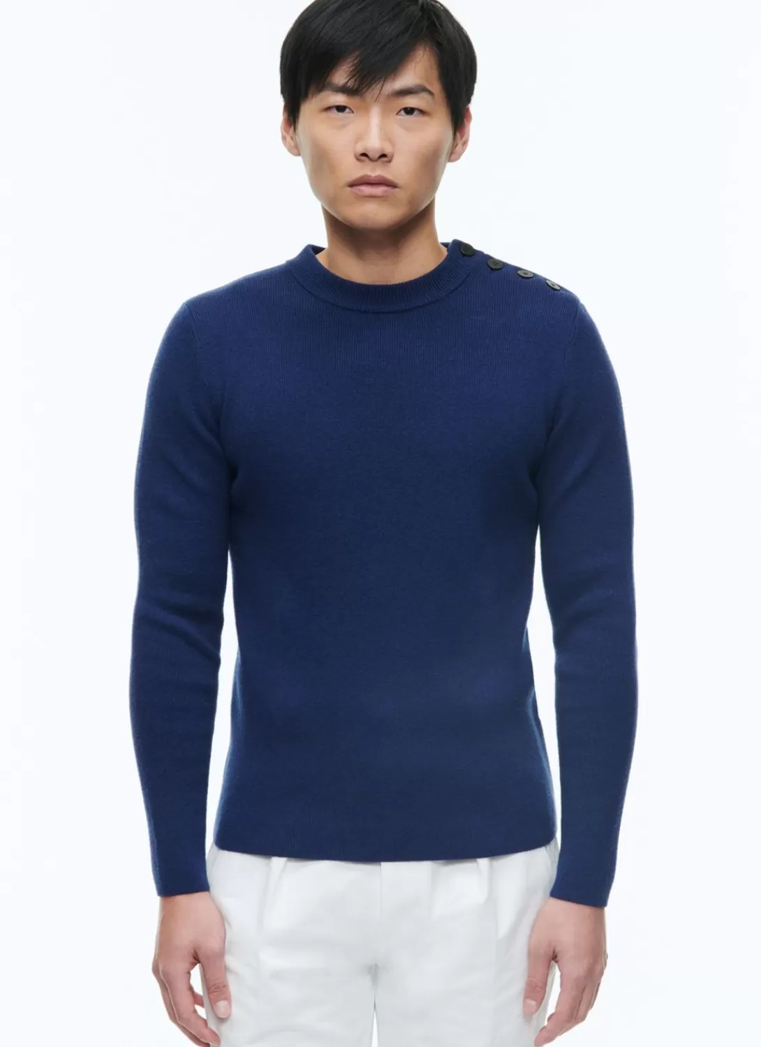 Fursac Cotton And Certified Wool Sweater Dark Blue New