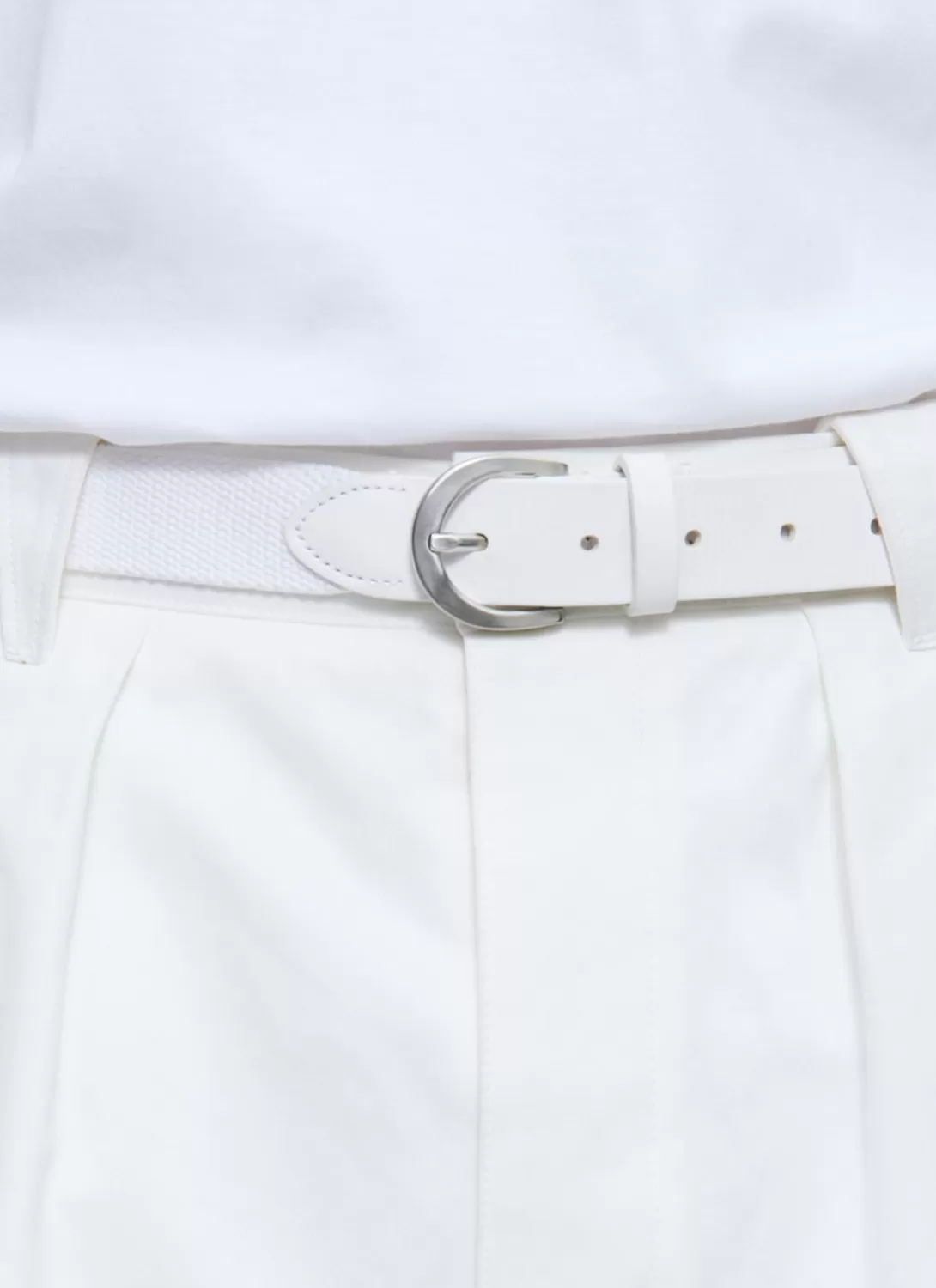 Fursac Cotton And Leather Knitted Belt Ecru Outlet