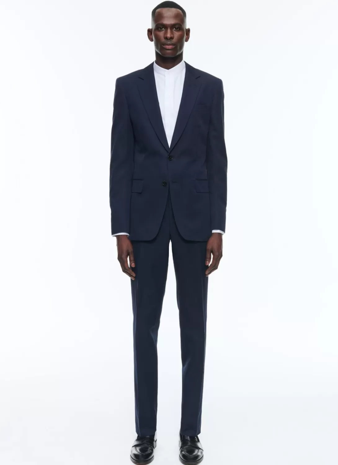 Fursac Cotton And Linen Straight Suit Navy Blue Clearance