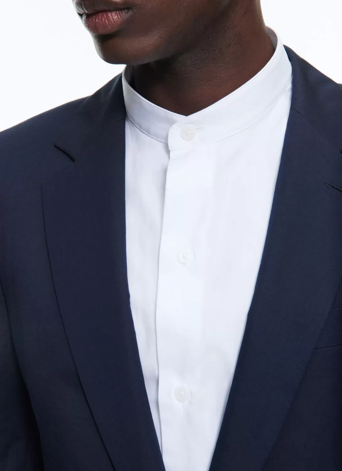 Fursac Cotton And Linen Straight Suit Navy Blue Clearance
