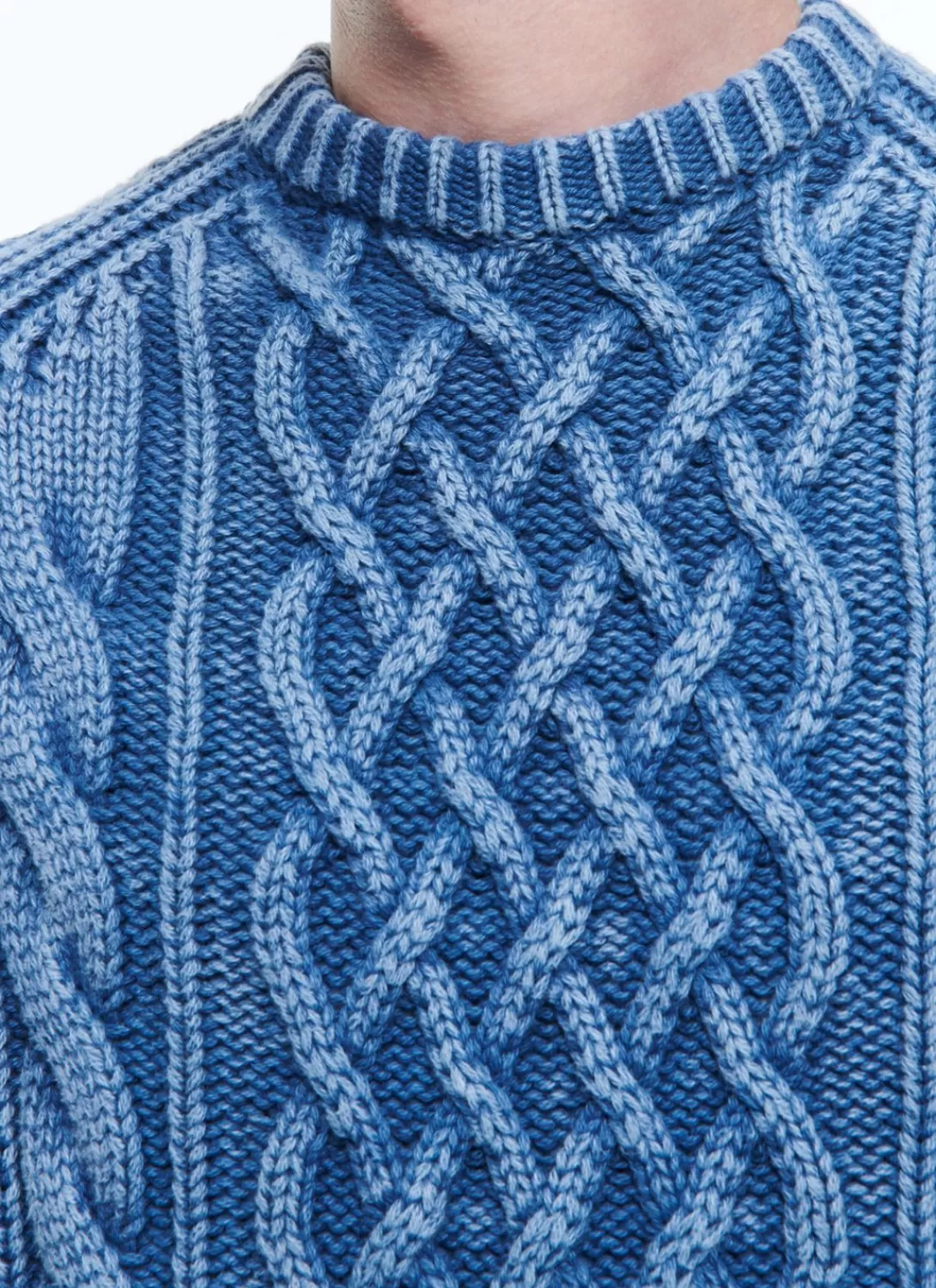Fursac Cotton Cable Knit Sweater Blue Sale