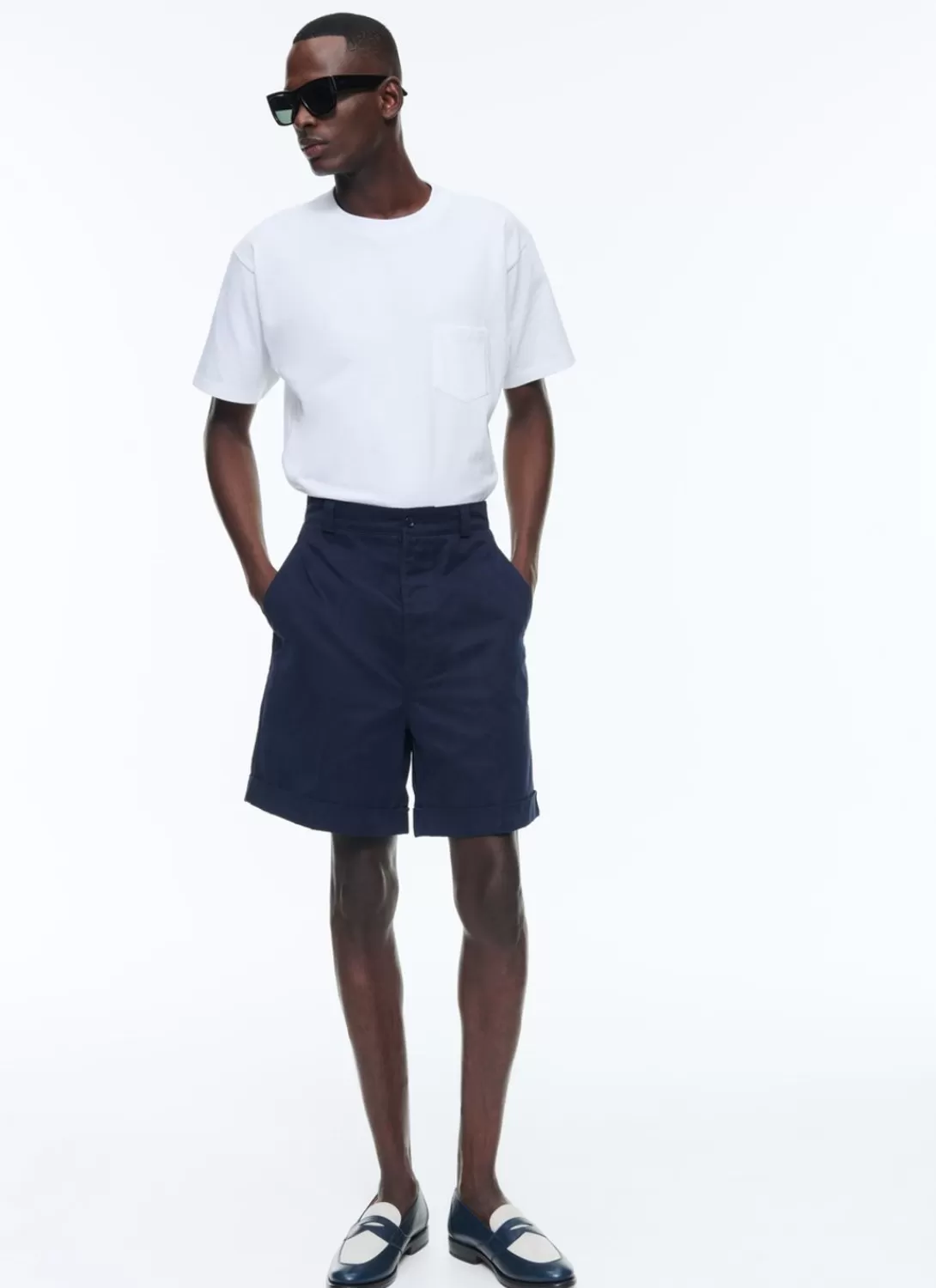 Fursac Cotton Canvas Bermuda Shorts Navy Blue Cheap