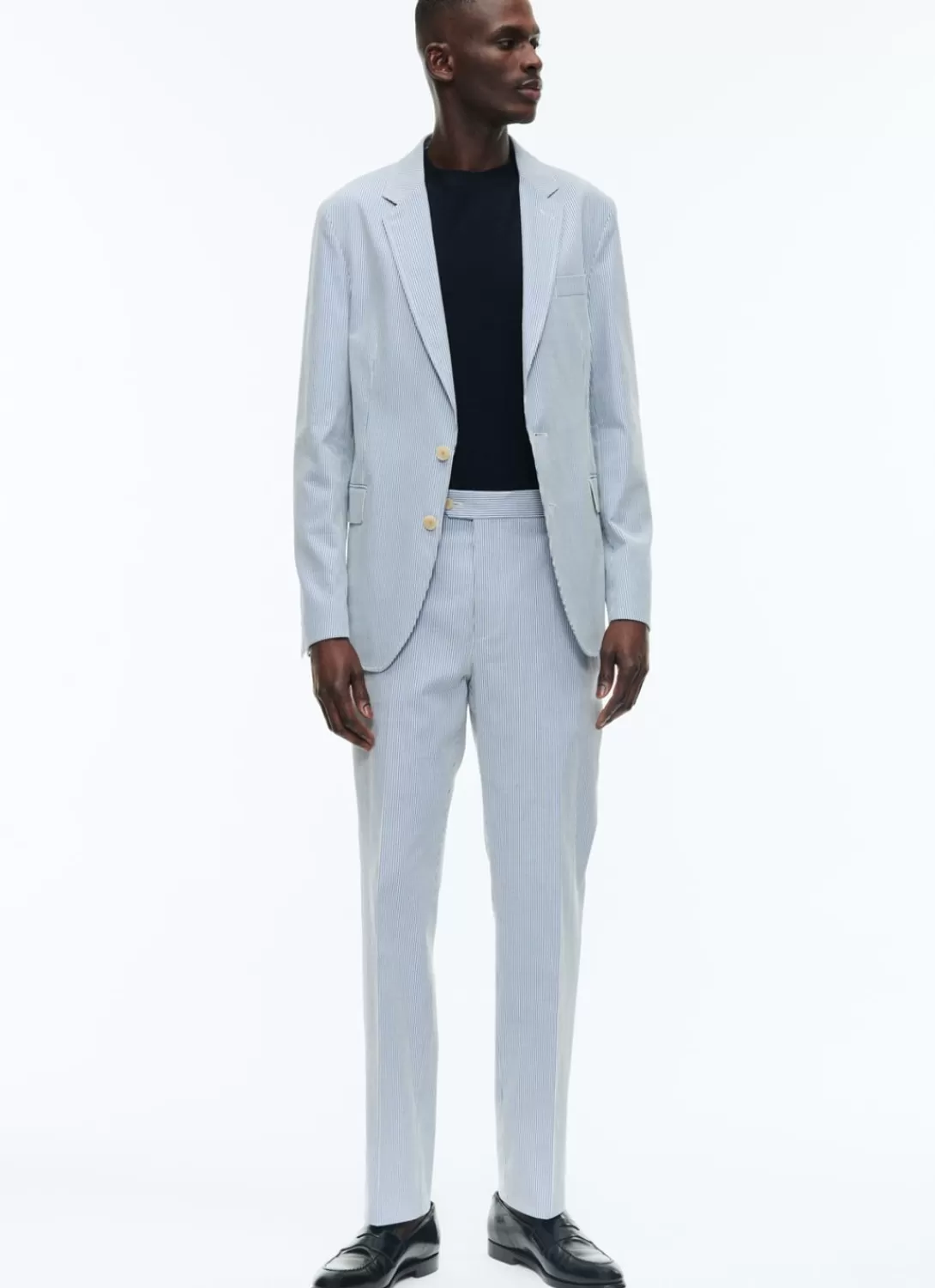 Fursac Cotton Canvas Jacket With Stripes White And Sky Blue Stripes Clearance