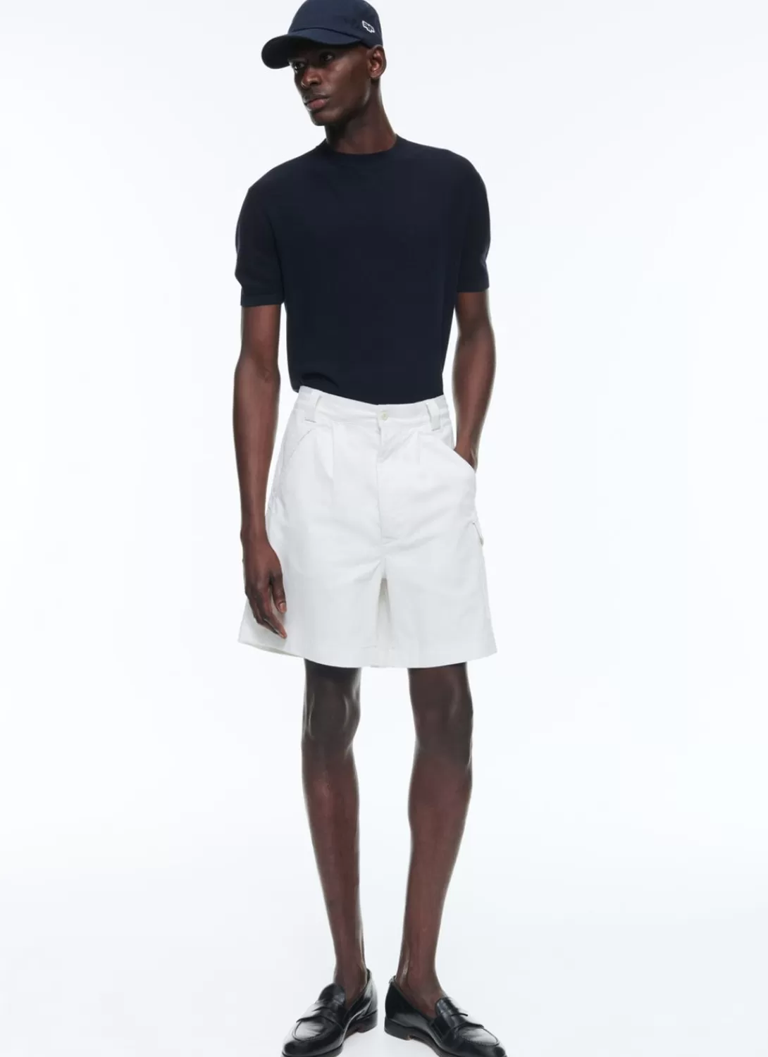Fursac Cotton Canvas Pleated Bermuda Shorts White Cheap