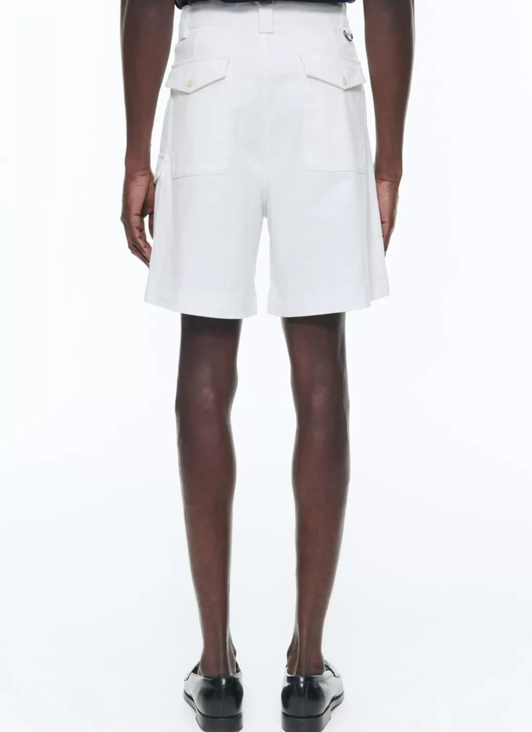 Fursac Cotton Canvas Pleated Bermuda Shorts White Cheap