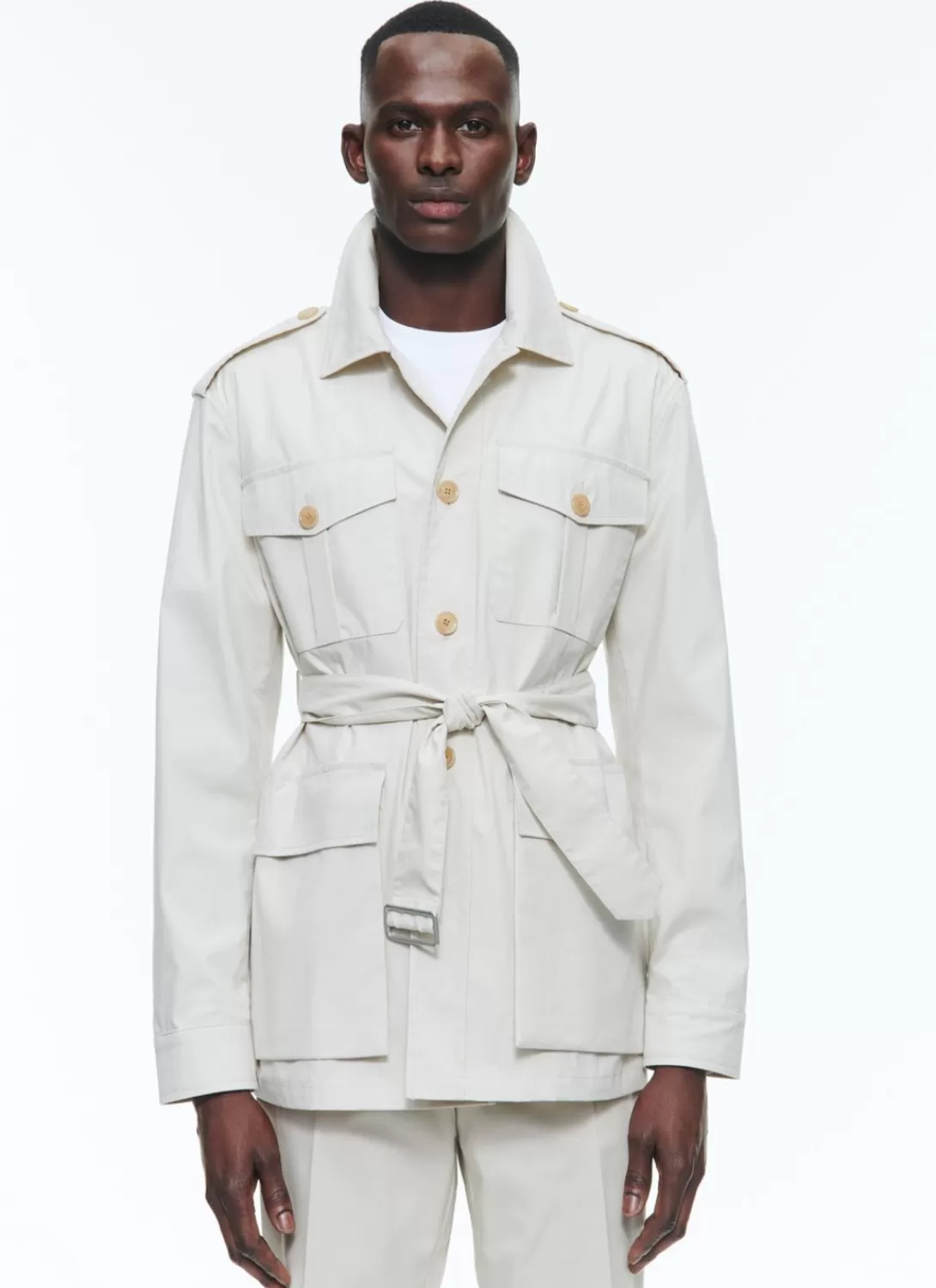 Fursac Cotton Canvas Safari Jacket Beige Flash Sale