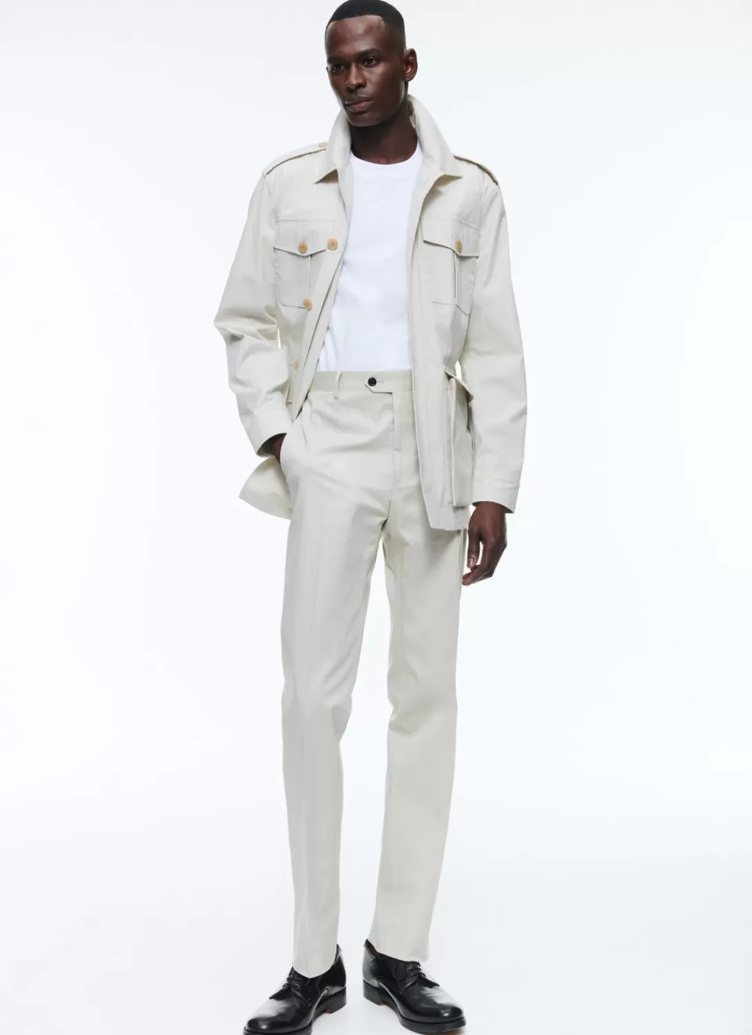 Fursac Cotton Canvas Safari Jacket Beige Flash Sale