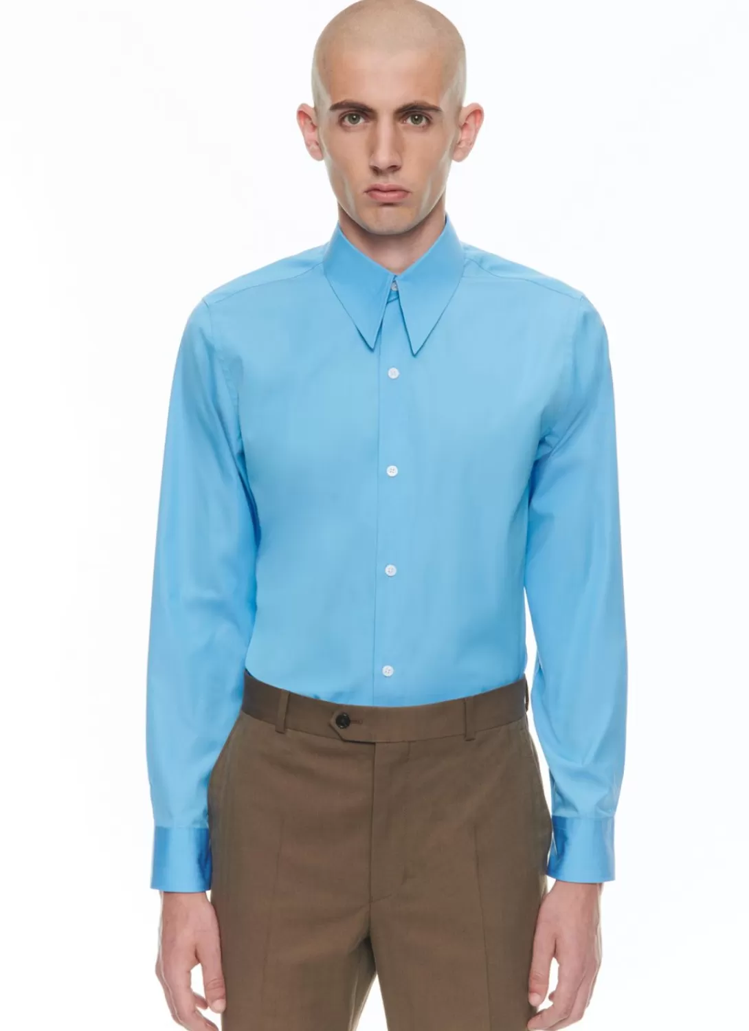 Fursac Cotton Canvas Shirt With Spear Collar Light Blue Cheap