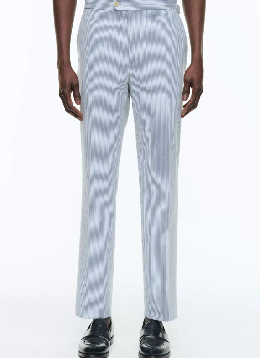 Fursac Cotton Canvas Trousers With Stripes White And Sky Blue Stripes Fashion