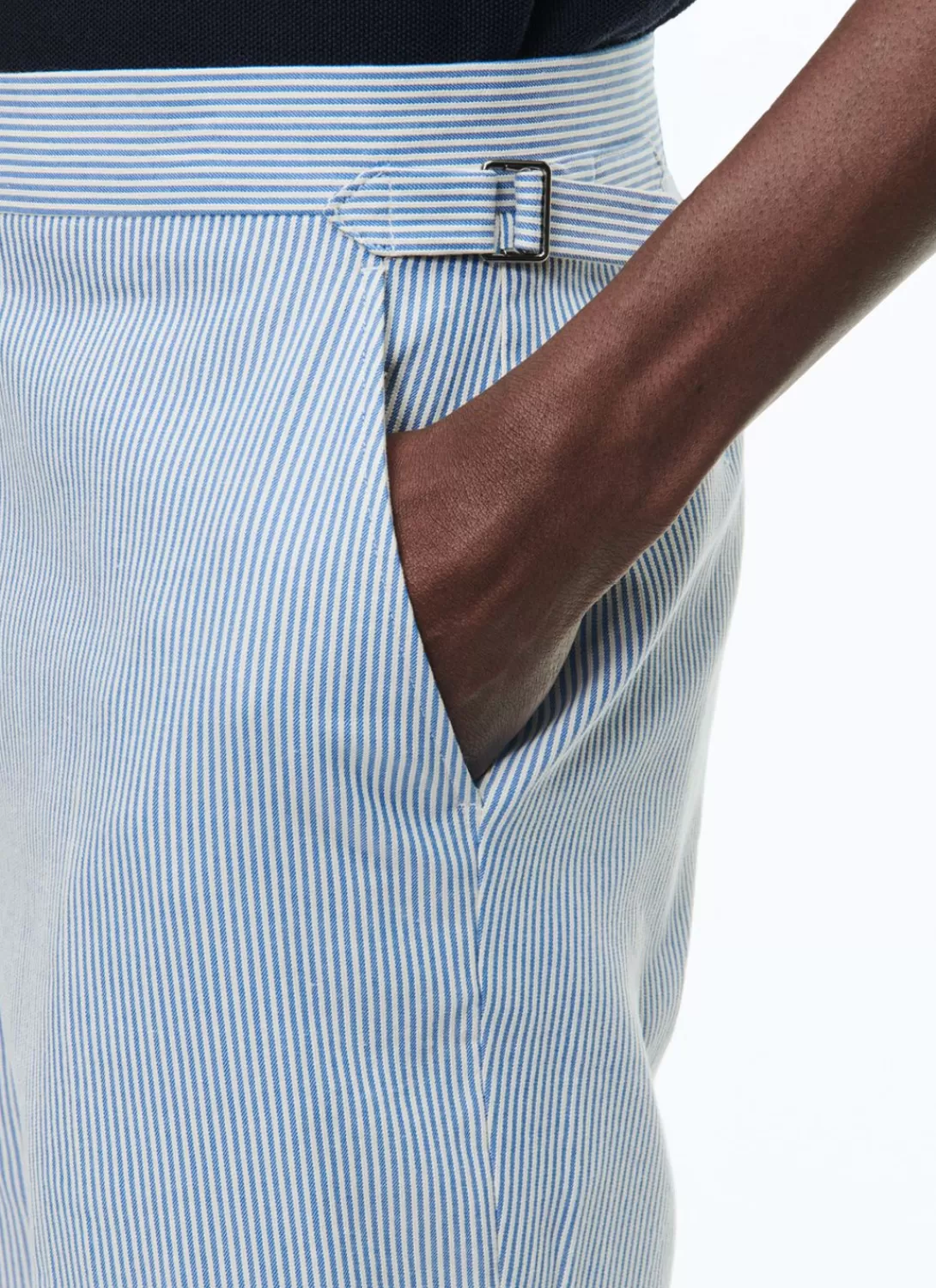 Fursac Cotton Canvas Trousers With Stripes White And Sky Blue Stripes Fashion