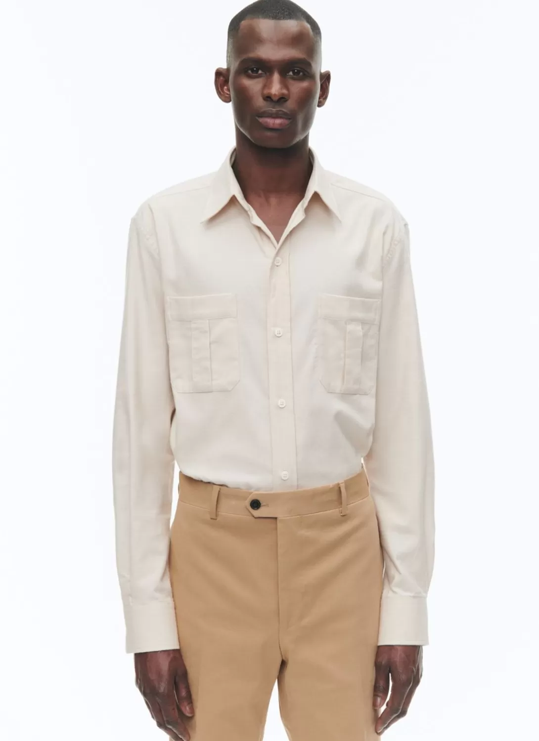 Fursac Cotton Flannel Overshirt Beige Fashion