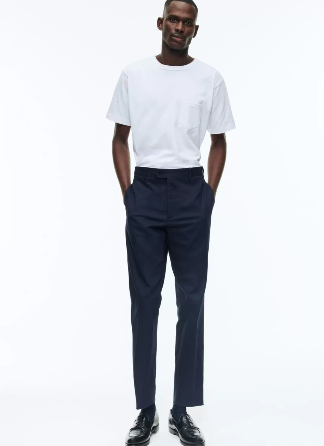 Fursac Cotton Gabardine Chino Trousers Navy Blue Clearance