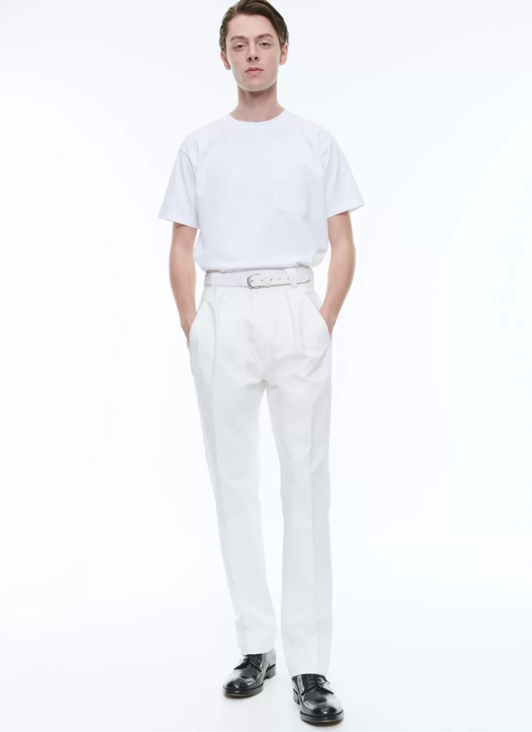 Fursac Cotton Gabardine Pleated Trousers White Shop