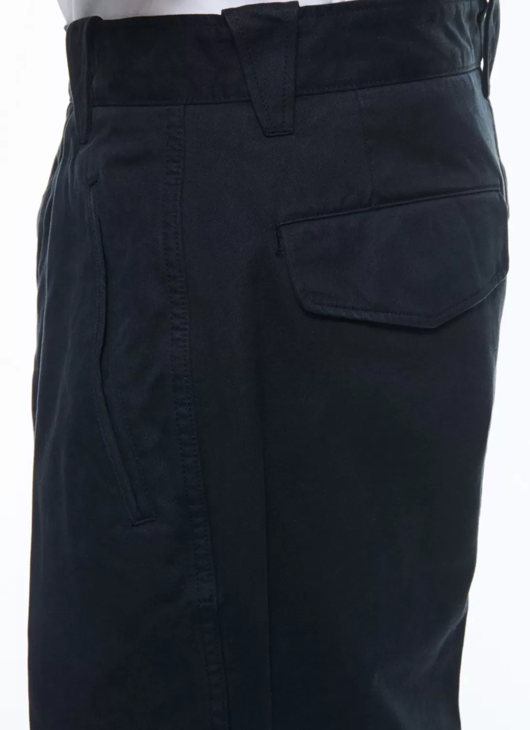 Fursac Cotton Gabardine Pleated Trousers Navy Blue Store