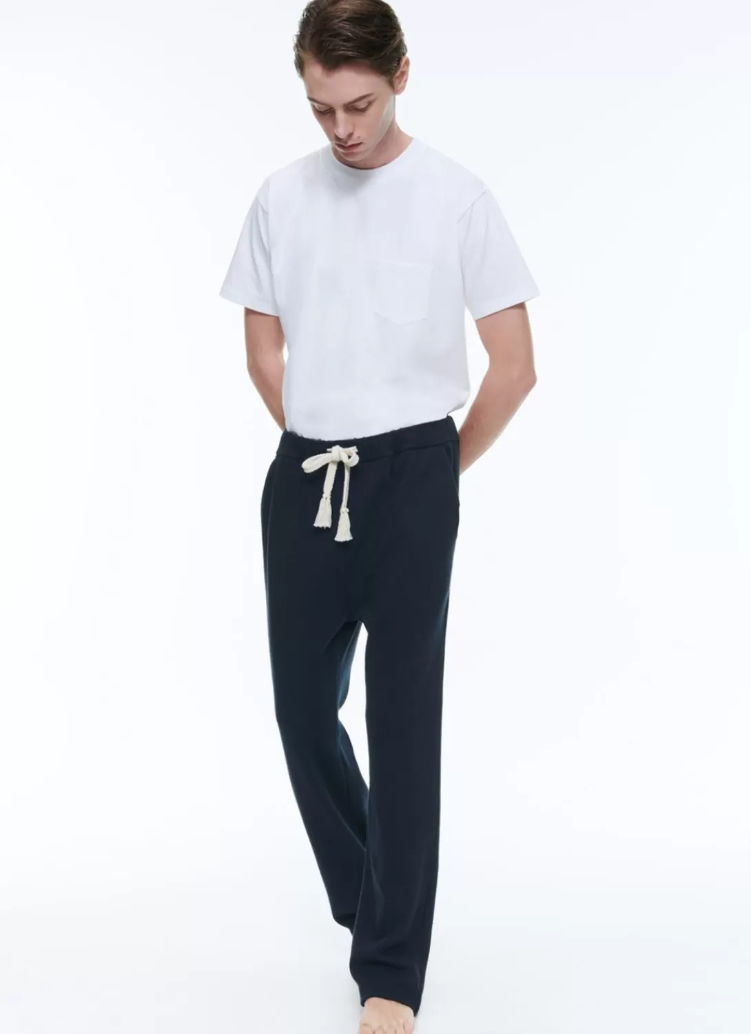 Fursac Cotton Jersey Jogging Pants Navy Blue Clearance