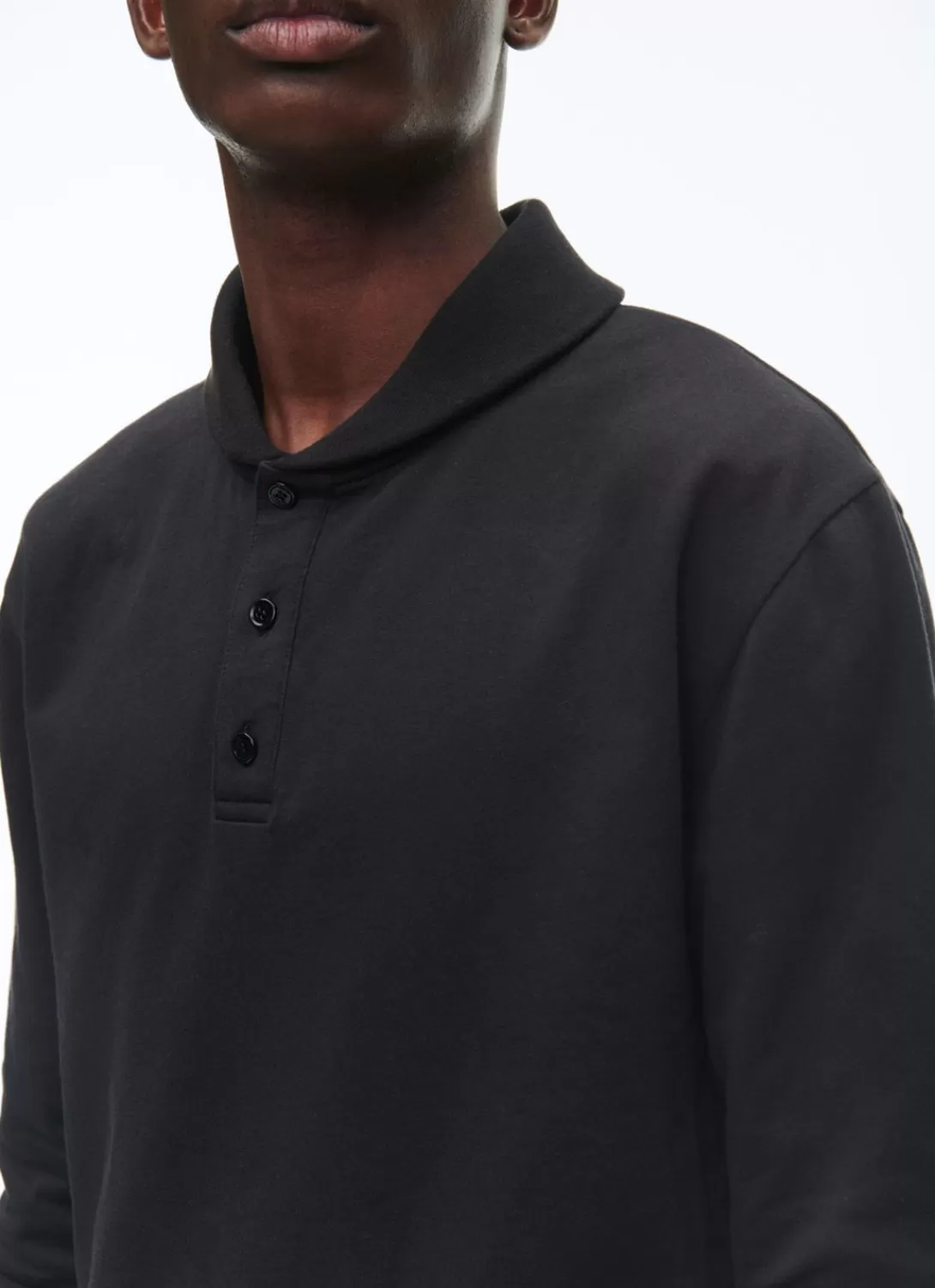 Fursac Cotton Jersey Shawl Collar Sweatshirt Black Cheap