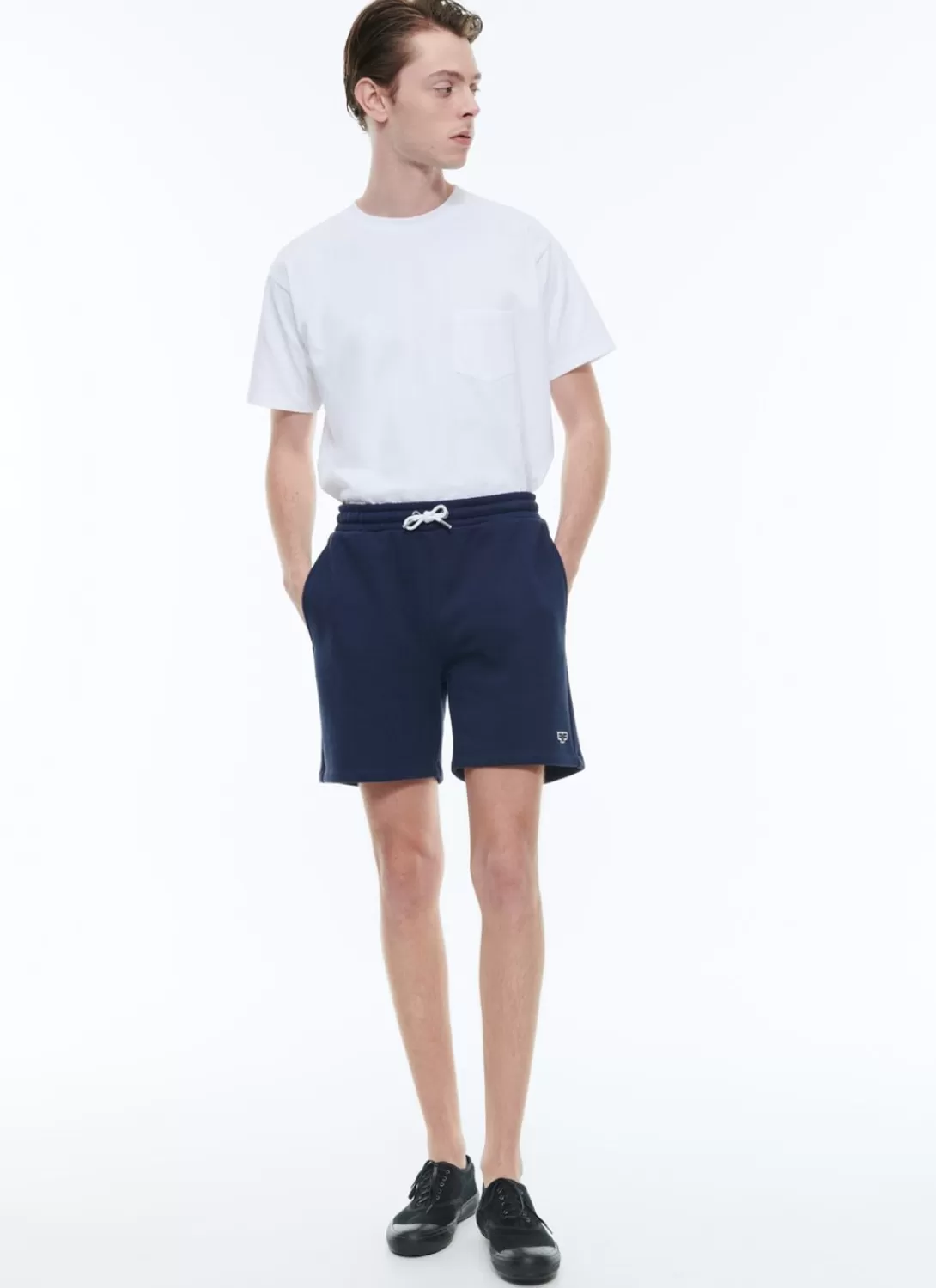 Fursac Cotton Jersey Shorts Navy Blue Flash Sale