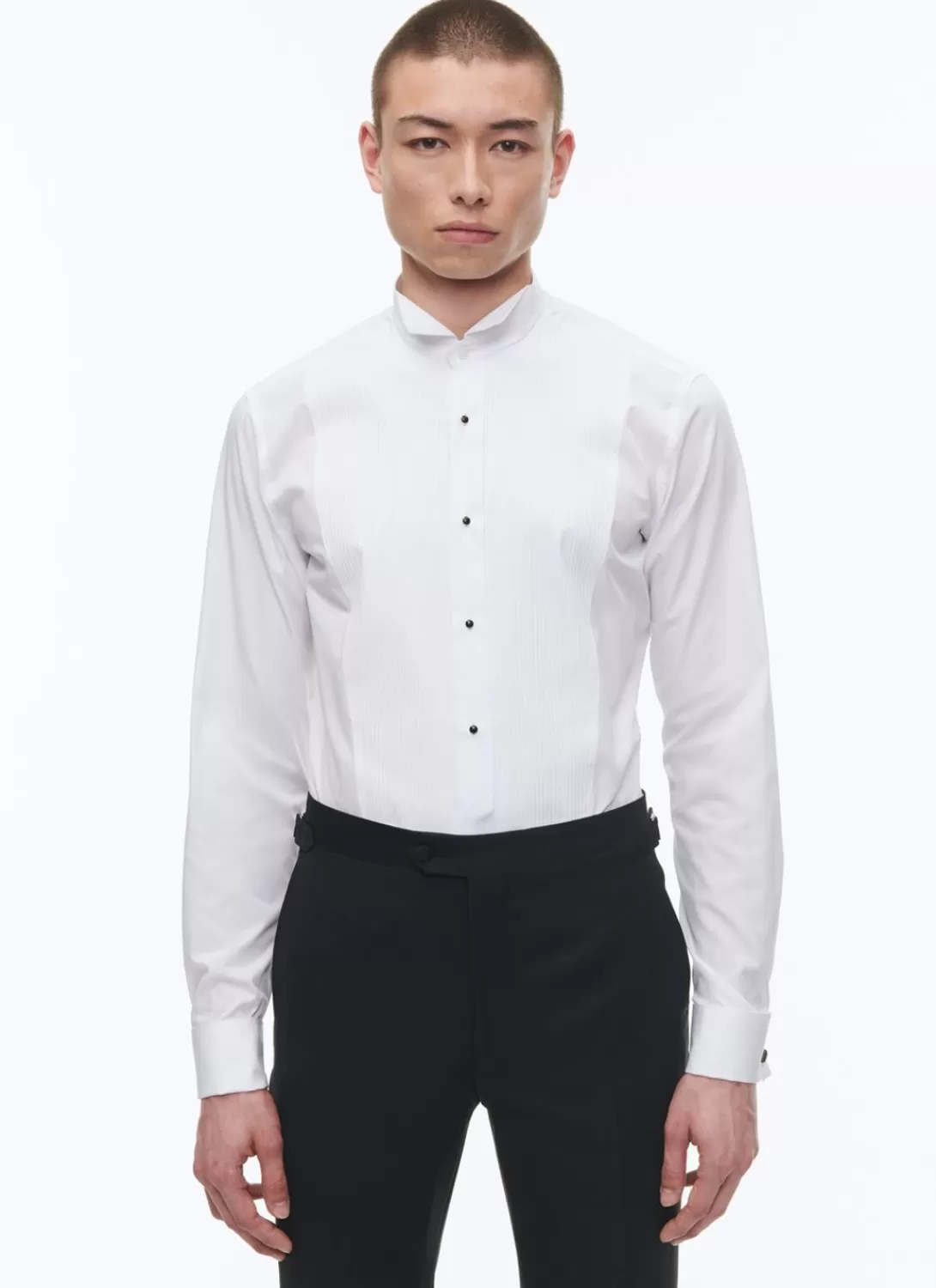 Fursac Cotton Poplin Pleated Chestplate Shirt White Online