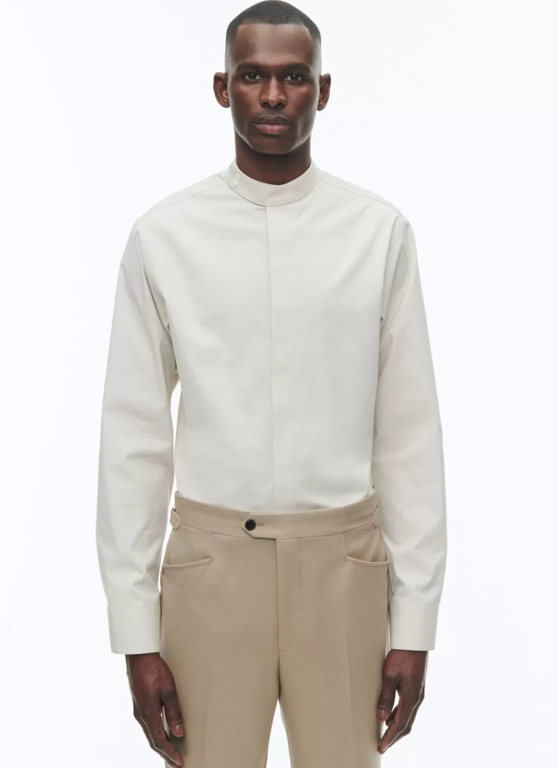 Fursac Cotton Poplin Shirt With Corsair Collar Grege New