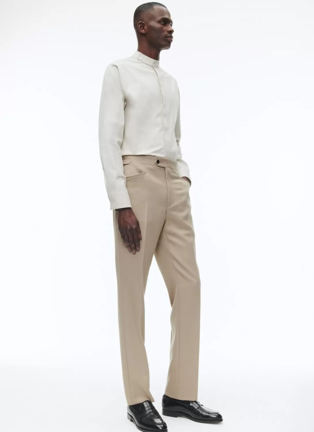 Fursac Cotton Poplin Shirt With Corsair Collar Grege New