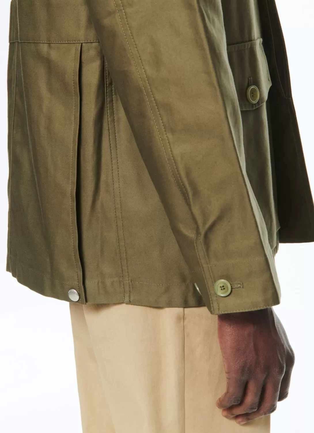Fursac Cotton Satin Jacket Olive Green Discount