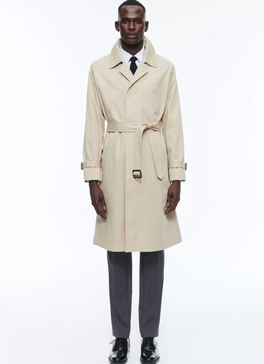 Fursac Cotton Serge Long Coat With Belt Beige Best