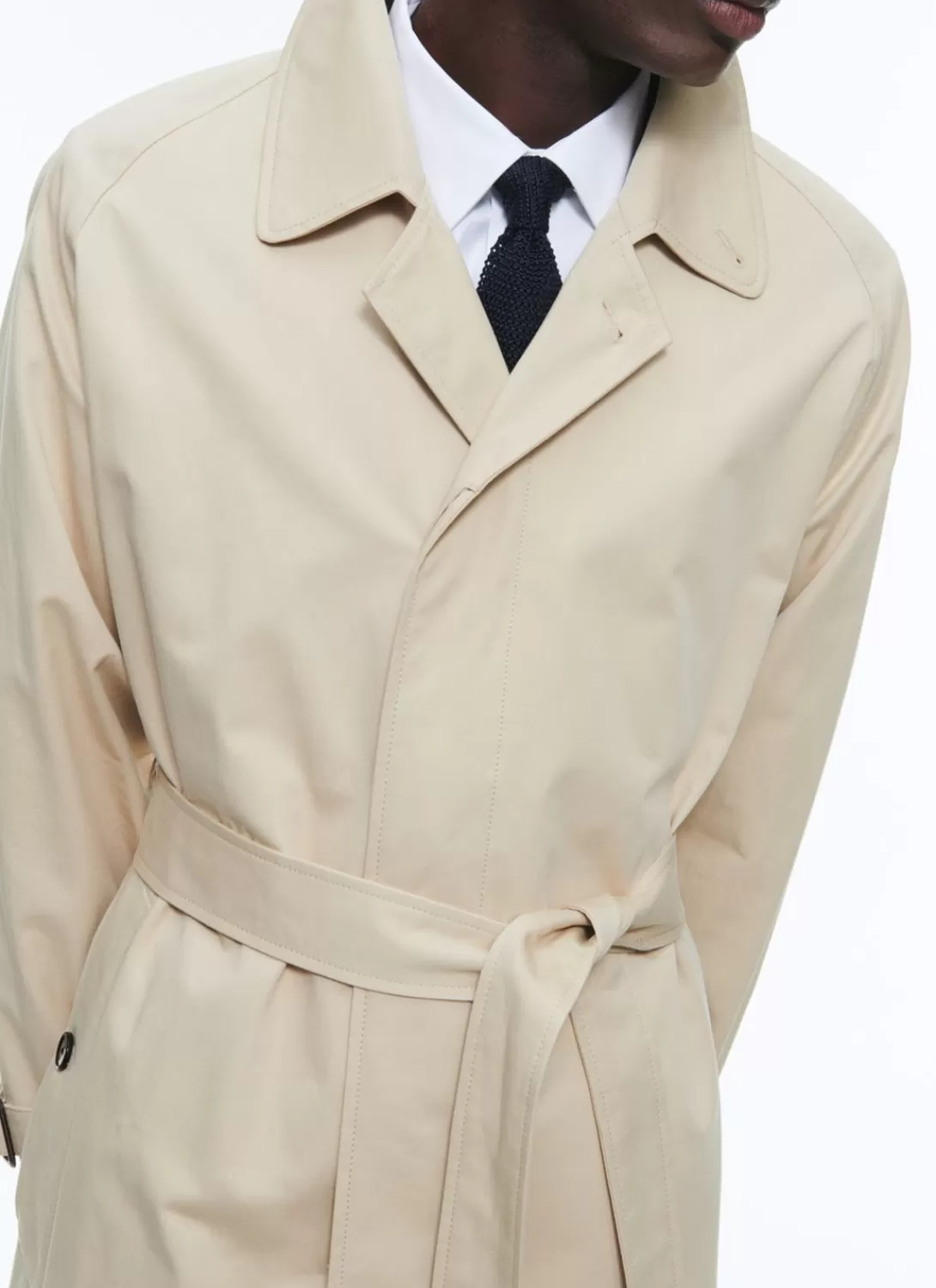 Fursac Cotton Serge Long Coat With Belt Beige Best